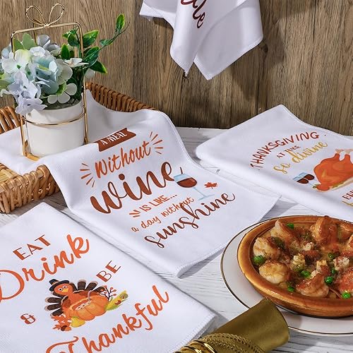 Miniatura 4 de 4 toallas de mano decorativas de Acción de Gracias Gobble Til You Wobble Pavo toalla de cocina de otoño altamente absorbentes para baño, cocina,