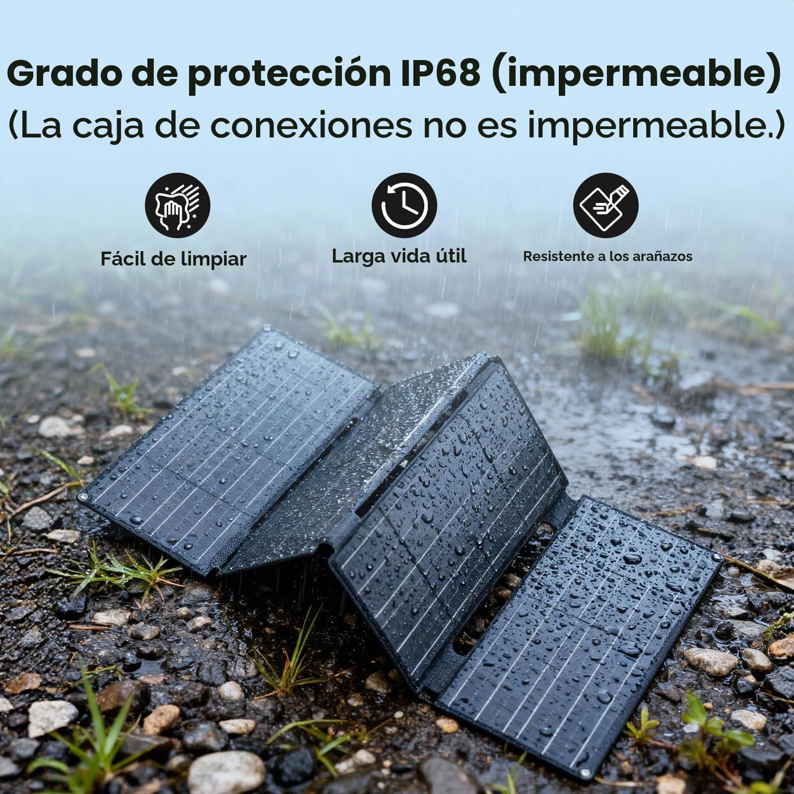 ALLPOWERS Panel solar plegable SE60 de 60 W con 3 puertos (USB-C+USB-A+DC), IP68 resistente al agua, portátil, panel solar para teléfono móvil, para exteriores, para smartphone, banco de energía móvil