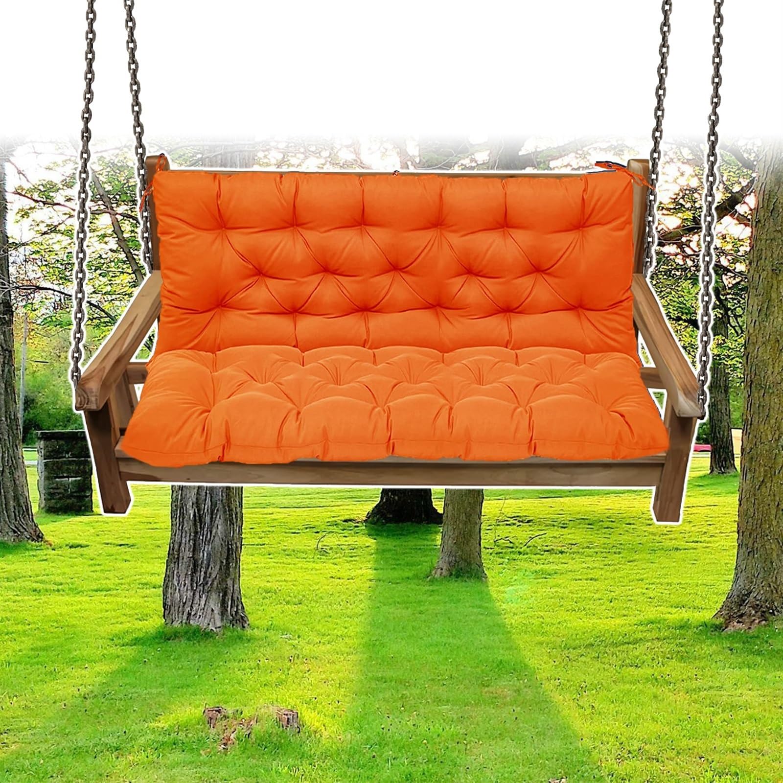 DLLDLGG Swing Replacement Seat Cushions, 2-3 Seater for 4'' Thick Garden Patio Furniture Porch Swing Cushion, with Ties for Outdoor Furnitur with Backrest