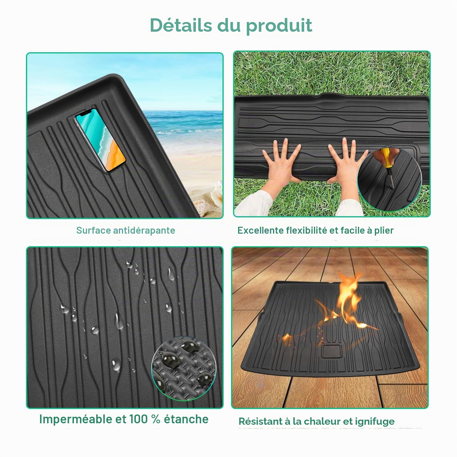 GAFAT Compatible avec BYD Seal U DM-i EV 2025 2026 2027 Tapis de Coffre, en Caoutchouc TPE Toutes Saisons, Bord Haut, Seal-U DMi Accessoires, Scan 3D Original, Facile à Nettoyer (Plancher Supérieur)