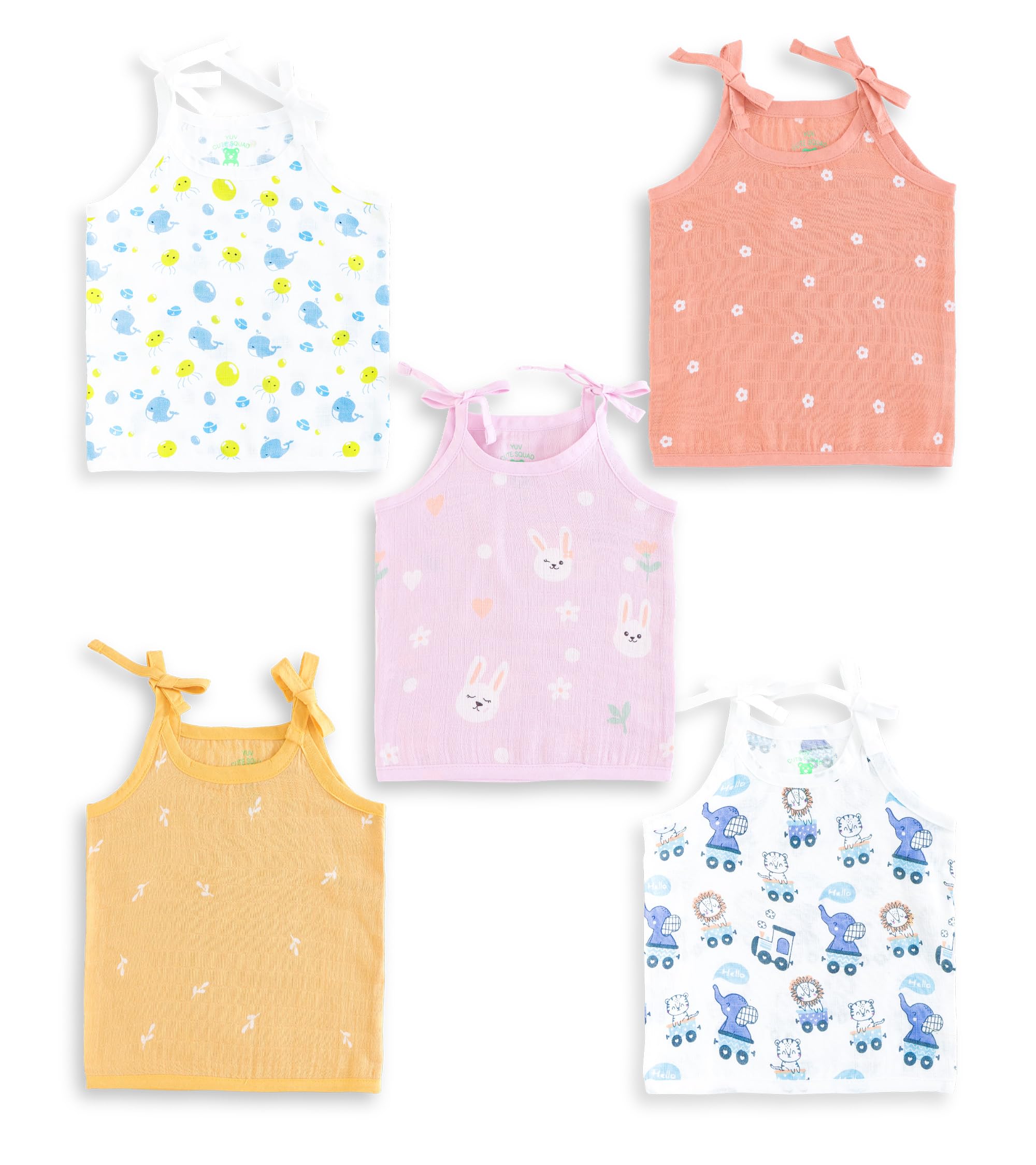 yuv New Born Baby Boys & Girls 100% Muslin Cotton Tie Up Jabla T-Shirts, Pack of 5-picture-30