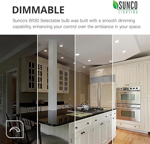 Miniatura 5 de Sunco - Paquete de 12 luces LED empotrables BR30 equivalentes a 11 W65 W, regulables 850 lúmenes seleccionables CCT 2700 K3000 K5000 K, base E26,