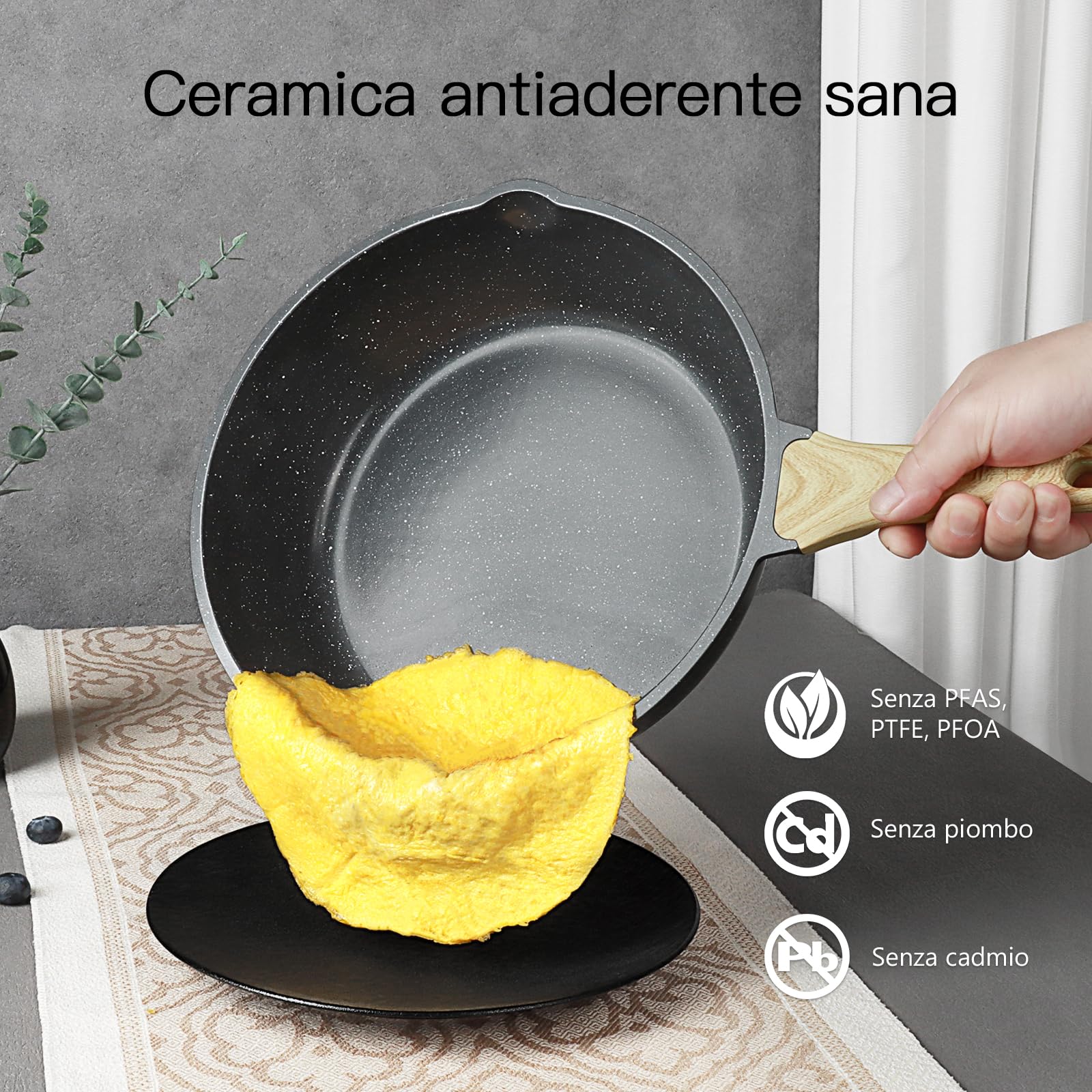 18PCS Set Di Pentole Da Cucina Da Con Coperchi, Pentole E Padelle Antiaderenti In Ceramica, Set Di Pentole Per Piani Cottura A Induzione, Compatibili Con Tutti I Piani Cottura, Padelle