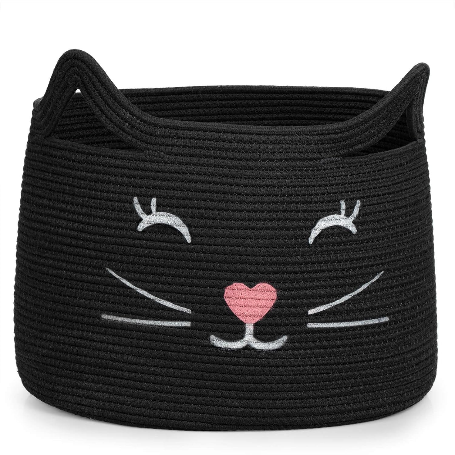 ALBY® Cotton Storage Gift Basket, cute case for Closet, Packing, Wedding Packaging Organizer Box Jute Basket Handwoven Eco-Friendly Foldable Storage Basket Bins Organizer (Black)