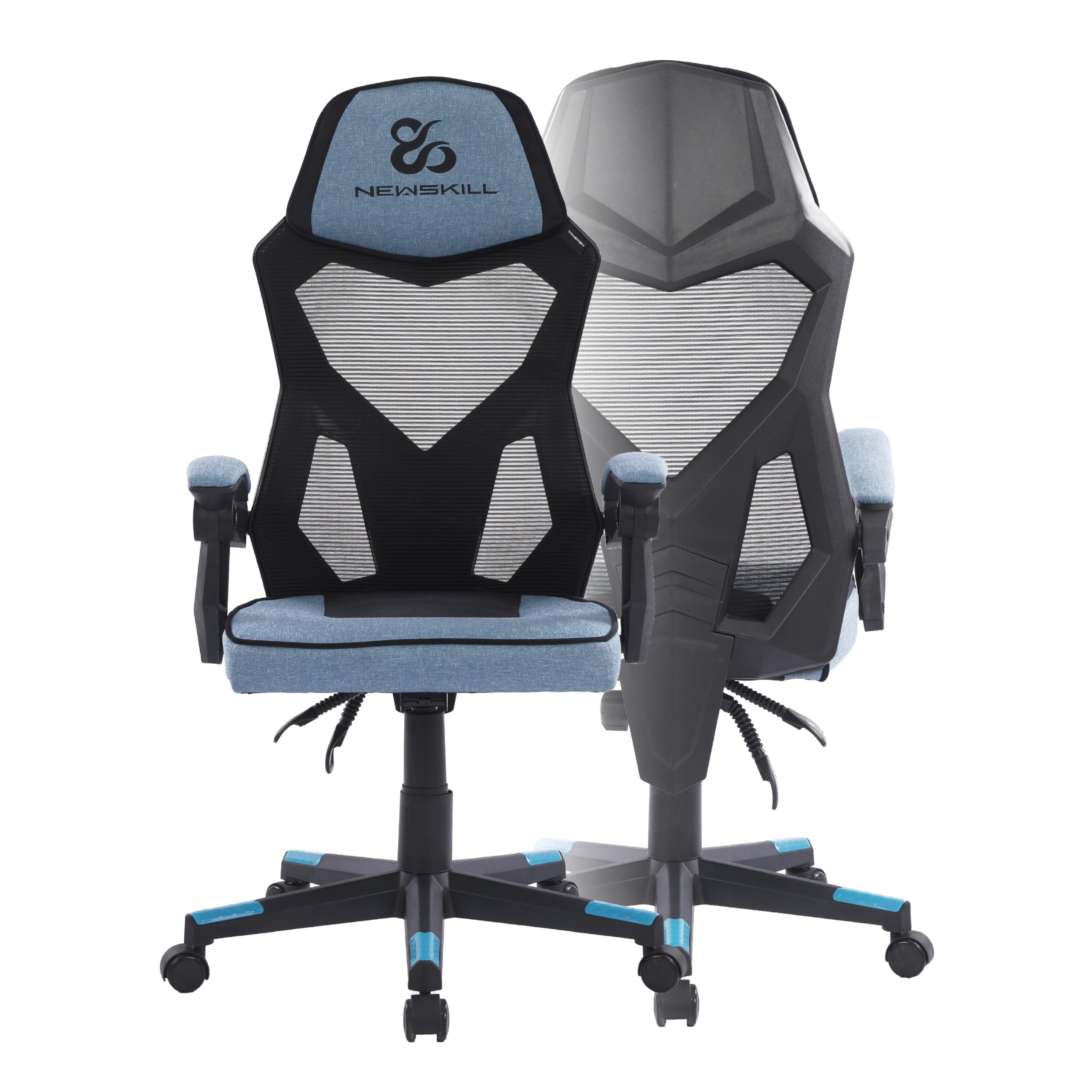 NEWSKILL Eros Silla Gaming ergonómica con Respaldo de Malla, Asiento Acolchado y Base metálica - Color Azul
