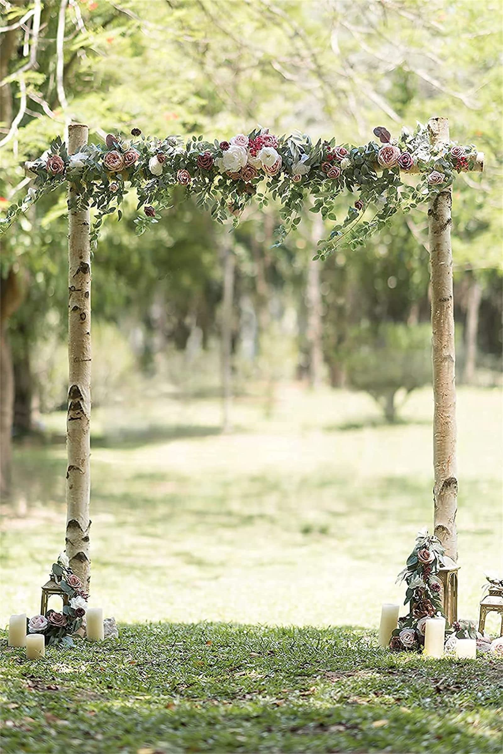 Künstliche Eukalyptus-Girlanden in Orange, romantische Hochzeitsbogen-Blumen im Boho-Stil, hängende Seidenranken-Hochzeitsgirlande mit grünen Blättern für Hochzeits-Party-Dekoration