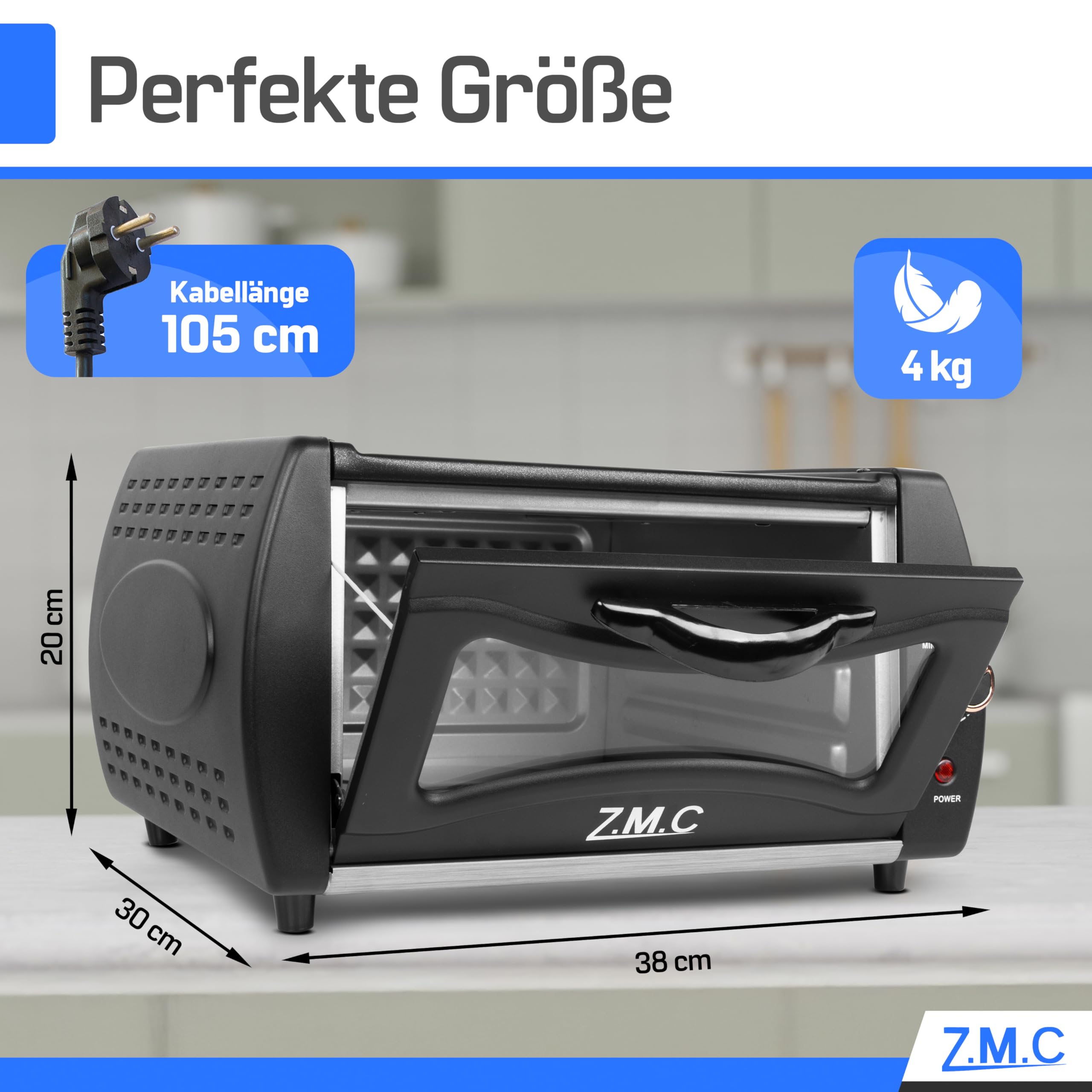Z.M.C Mini Tandoor Backofen 2100W 22L | Minibackofen für Lahmacun, Börek, Pizza, Naan & Fladenbrot | inkl. Backblech & Grillrost | schnelles Aufheizen | für Zuhause & Küche