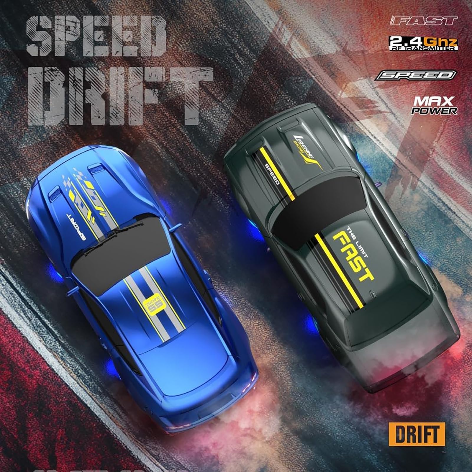 1:43 Skala RC Drift Car RTR 4WD 2.4GHz W pełni proporcjonalny pilot zdalnego sterowania 15KM/H Duża prędkość wyścigowa Sport Drift Car ze światłami LED dla dorosłych,Blue