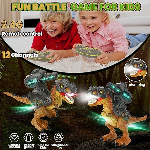Miniatura 4 de TBESMK T-rex Remote Control Dinosaur Toy - 2.4G Trex Robot It has 12 Functions Such as Remote Control Forward, Backward Rotation, Light, Sound,