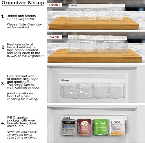 Miniatura 7 de Paquete de 2 organizadores de bolsas de té organizador de té fuerte con capacidad para más de 100 bolsas de té caja de té mejorada para