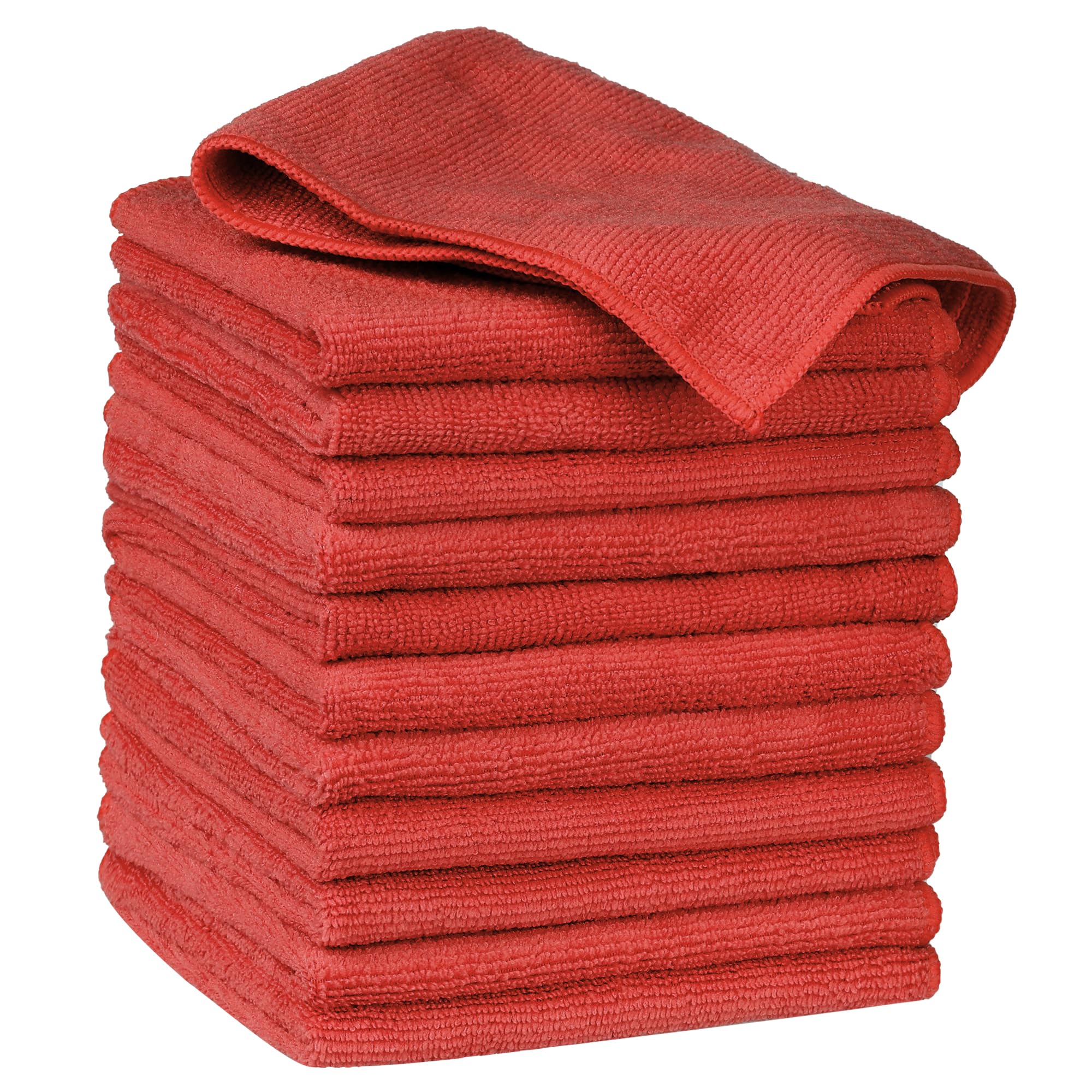 Uxcell 12 Pack Microfibre Cleaning Cloths, Highly Absorbent & Lint Free Microfiber Cloths for Kitchen, Windows, Cars, Non-Scratch Red 30cm x 30cm