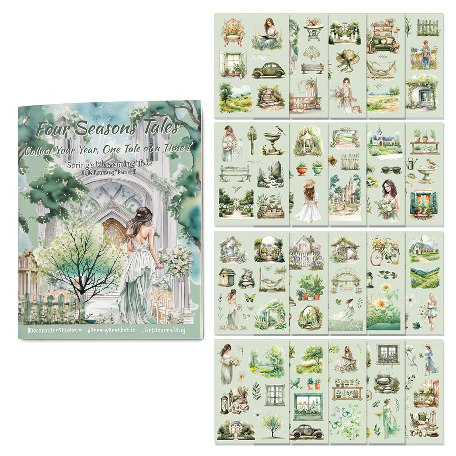 Muiltvoe Vintage Stickers for Scrapbooking and Junk Journal Supplies, 20 Sheets Pre-Cut PET Aesthetic Decoupage Paper, Waterproof Journaling Stickers for Adults, Bullet Journals, Planners, and Crafts