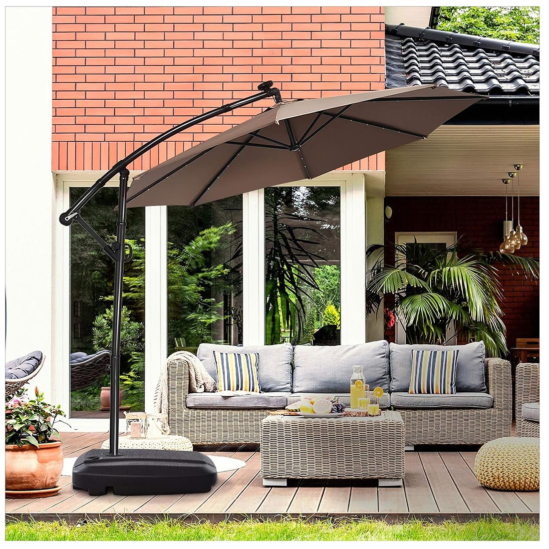 Acomoda Textil – Base de Sombrilla Rellenable con Agua o Arena Estable y Resistente para Terraza, Patio y Jardín. Pie Sombrilla Firme y Transportable para Parasol. (1 Pieza, 60L)