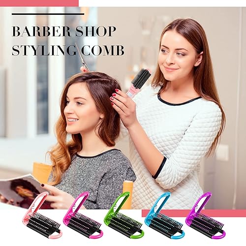 Miniatura 4 de 50 cepillos de viaje para mujeres y hombres, cepillo de pelo plegable con espejo, tamaño de bolsillo compacto plegable, mini cepillo portátil