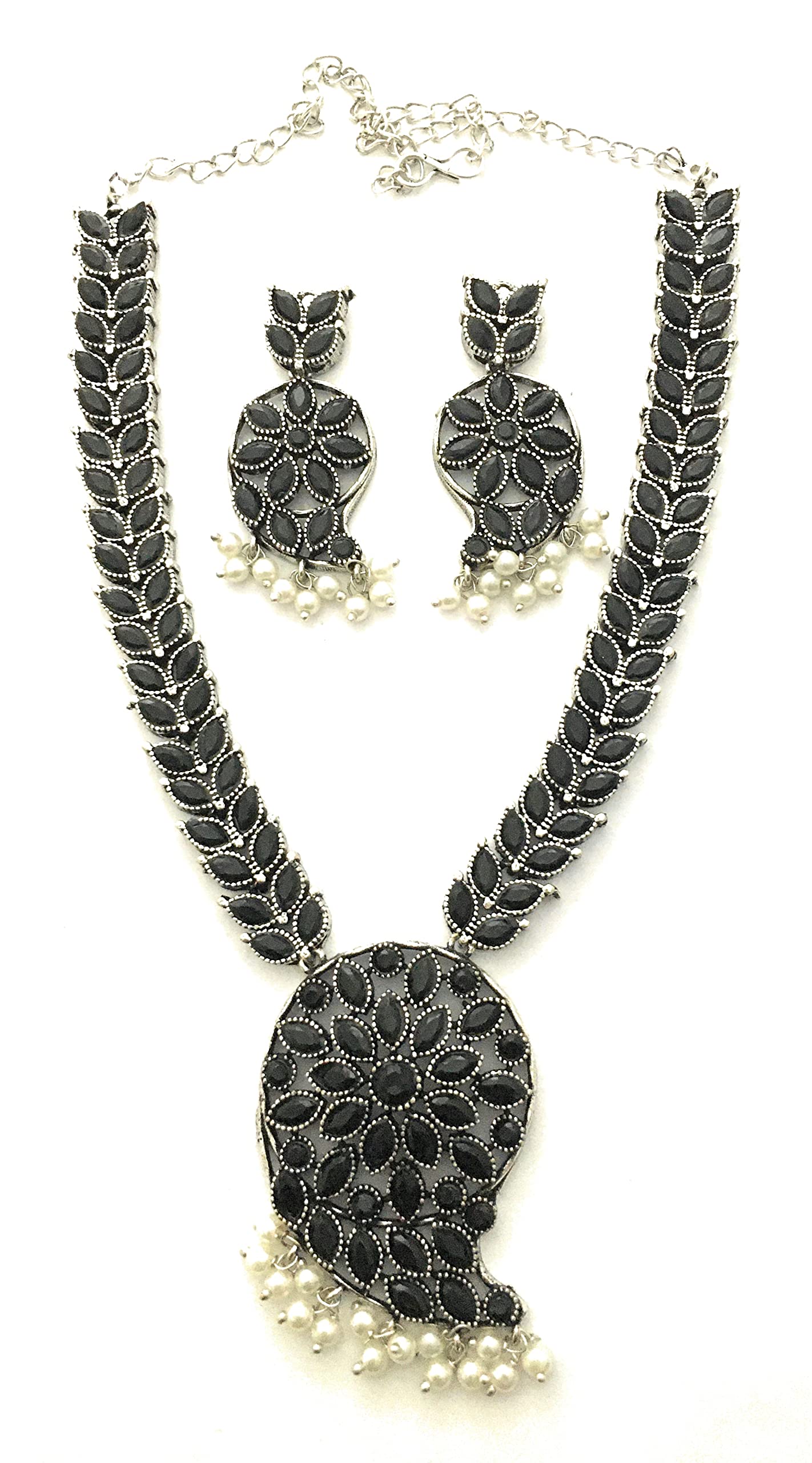 Sasitrends German Silver Stone Studded Oxidized Jewellery Set for Women & Girls (B0B193JVXF) Amazon Price History, Amazon Price Tracker