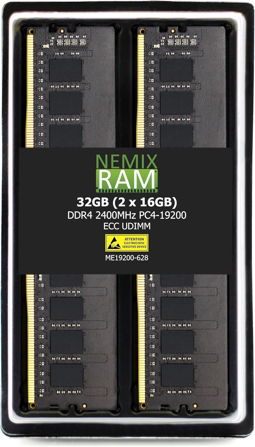 NEMIX RAM 32GB (2X16GB) DDR4 2400MHz PC4-19200 2Rx8 1.2V CL17 288-PIN ECC UDIMM KIT Compatible with Synology RackStation NAS