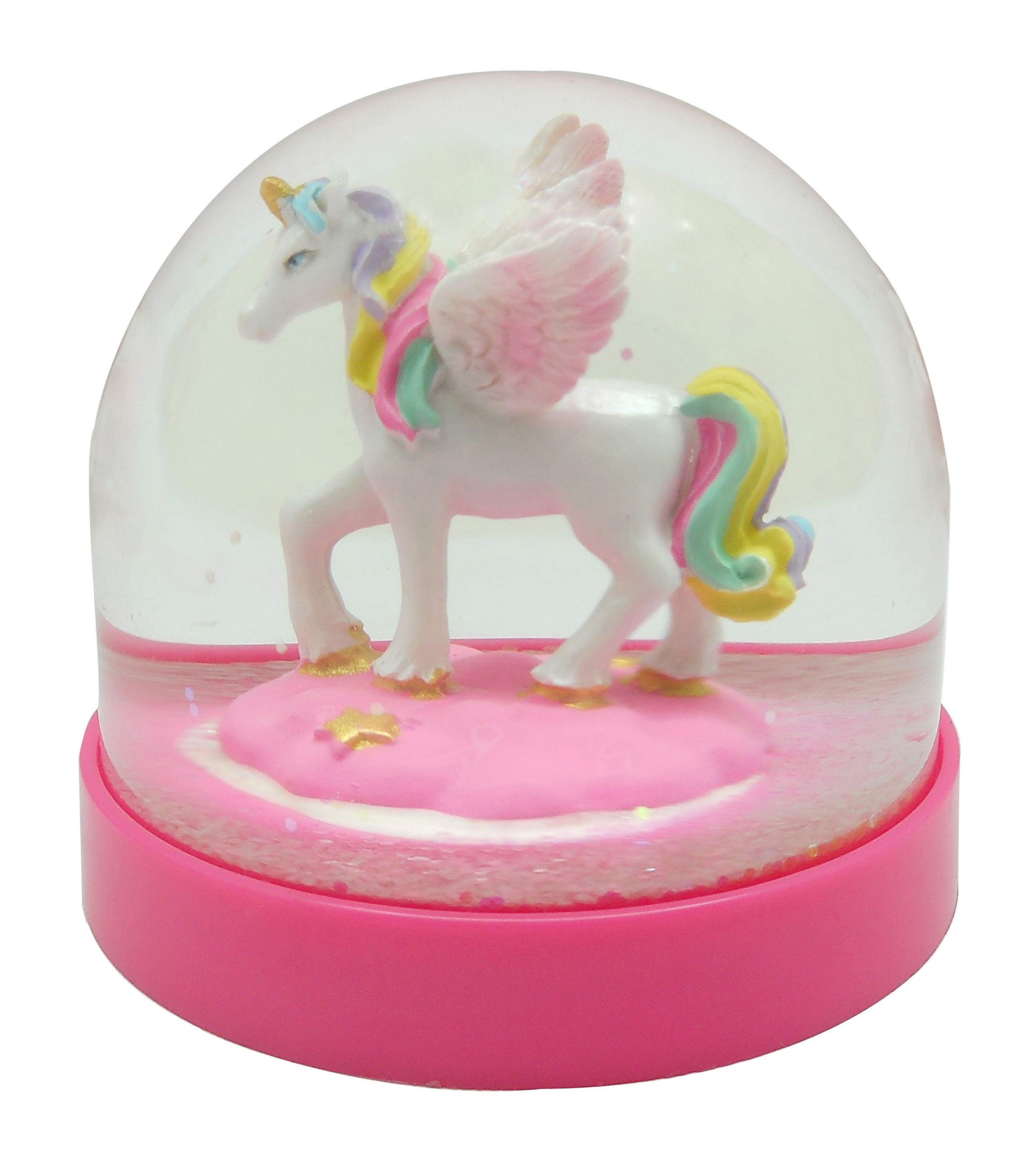 LightaheadMini Water Snow Globe with Cute Unicorn Inside and Pink Base,Table Top Decorations Christmas, Valentine Gifts
