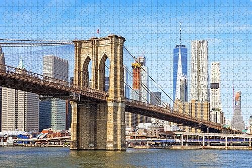 Brooklyn Bridge Manhattan New York USA Rompecabezas para adultos 1000 piezas de madera regalo de viaje recuerdo