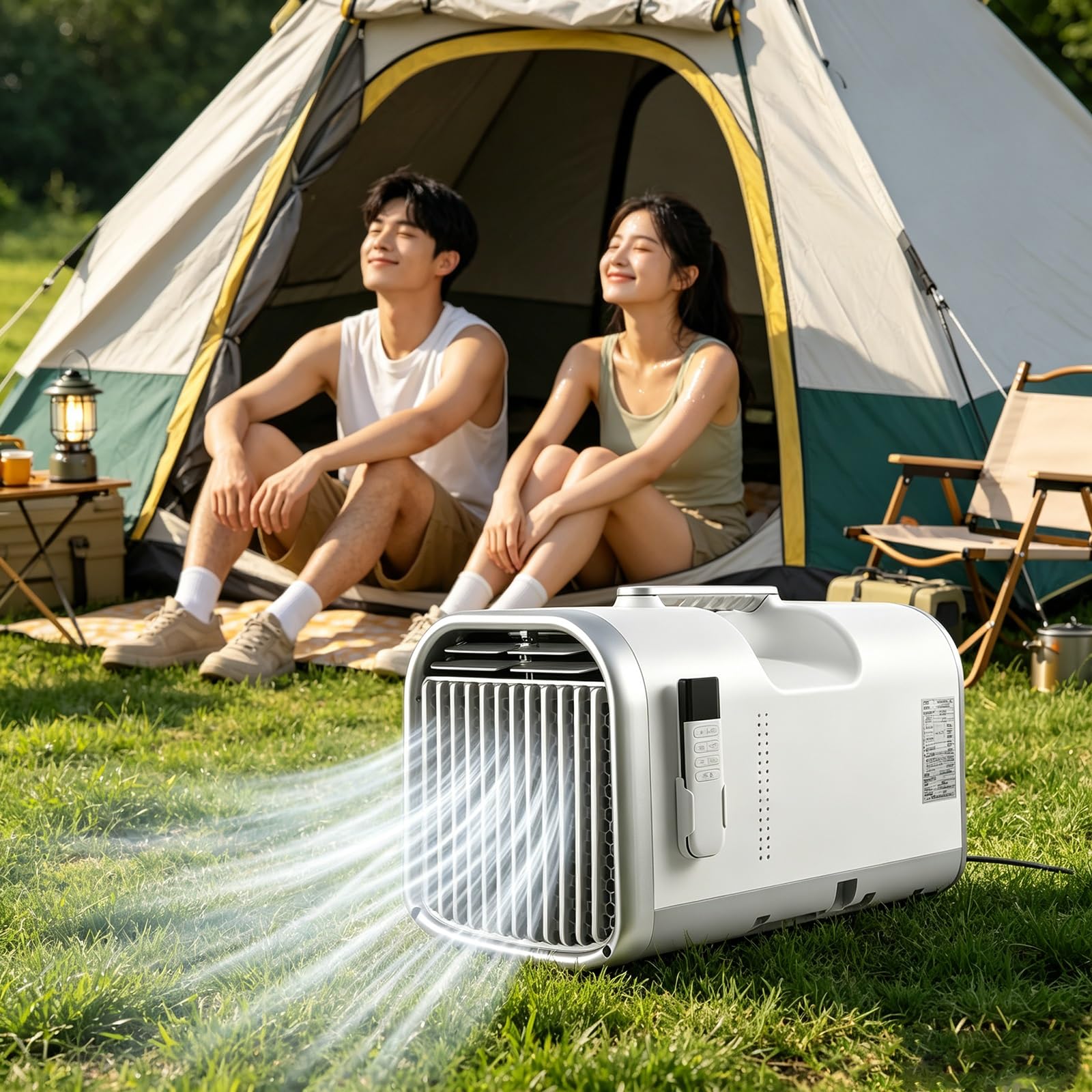 RV Air Conditioner, Portable Camping,4400 To 5100 Btu,4-in-1 Quiet,Auto-Evaporation 12H Timer Remote Control 60-88°F,for Tent Van Small Room Car