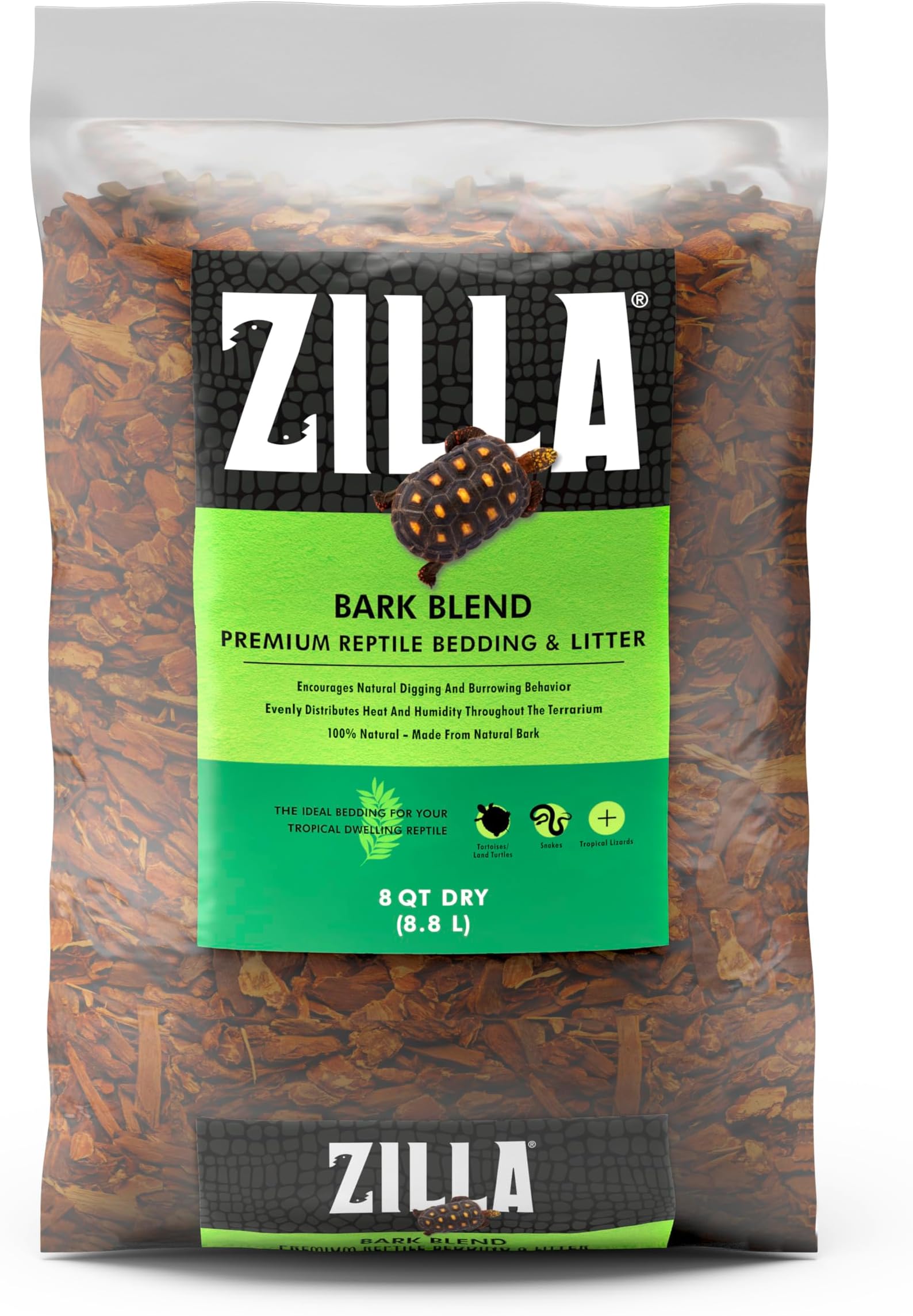 Reptile Terrarium Bedding Substrate Bark Blend, 8-Quart
