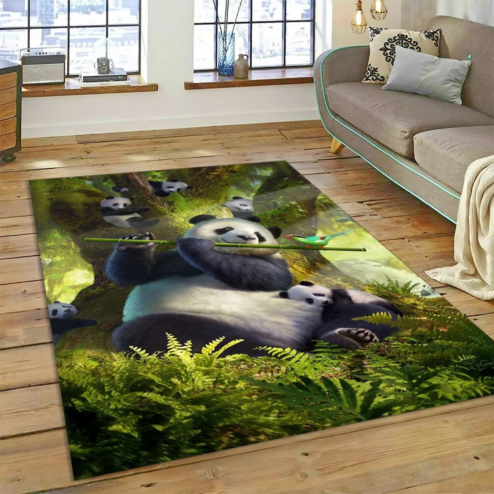 Tapis anti-glisse panda 3D fini les chutes dans la chambre enfant