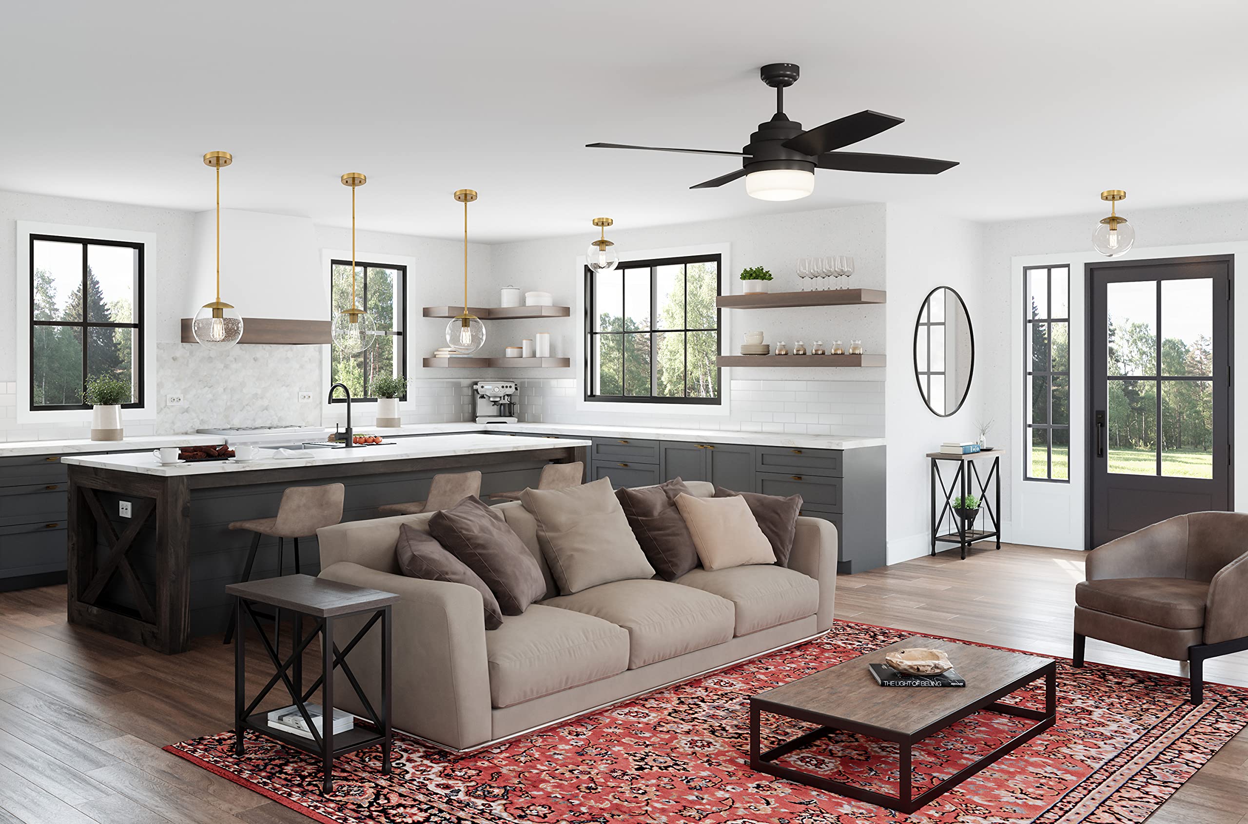 Design House 588509-SG Gracelyn Modern 1-Light Indoor Dimmable Pendant with Clear Seedy Glass Globe Shade for Kitchen Island Bar Bedroom, Satin Gold