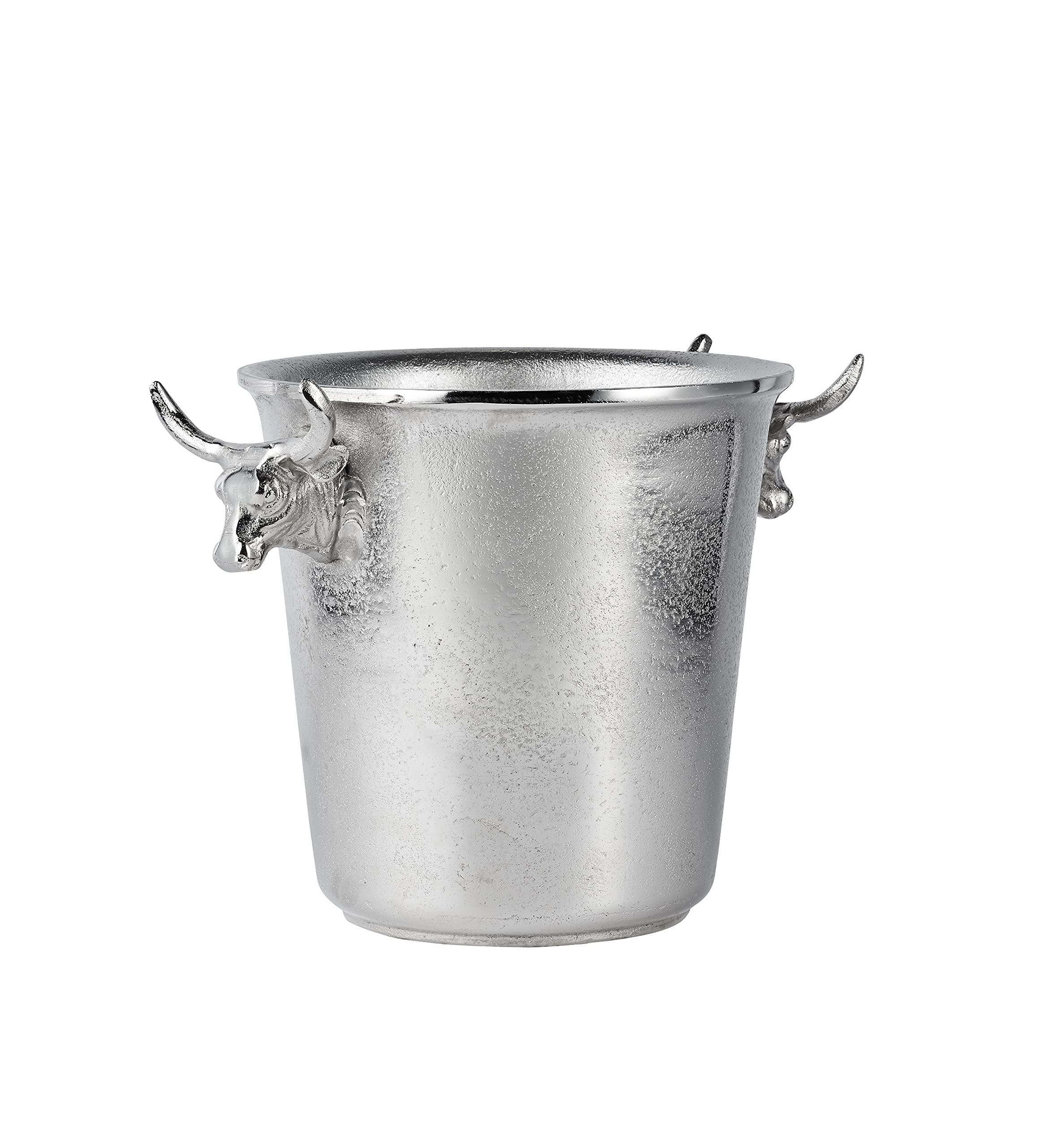 Champagnerkühler Stierkopf, Weinkühler, Flaschenkühler, Sektkühler, Getränkekühler, Aluminium Silber - Kühler für Sekt, Wein und Champagner - 30 cm