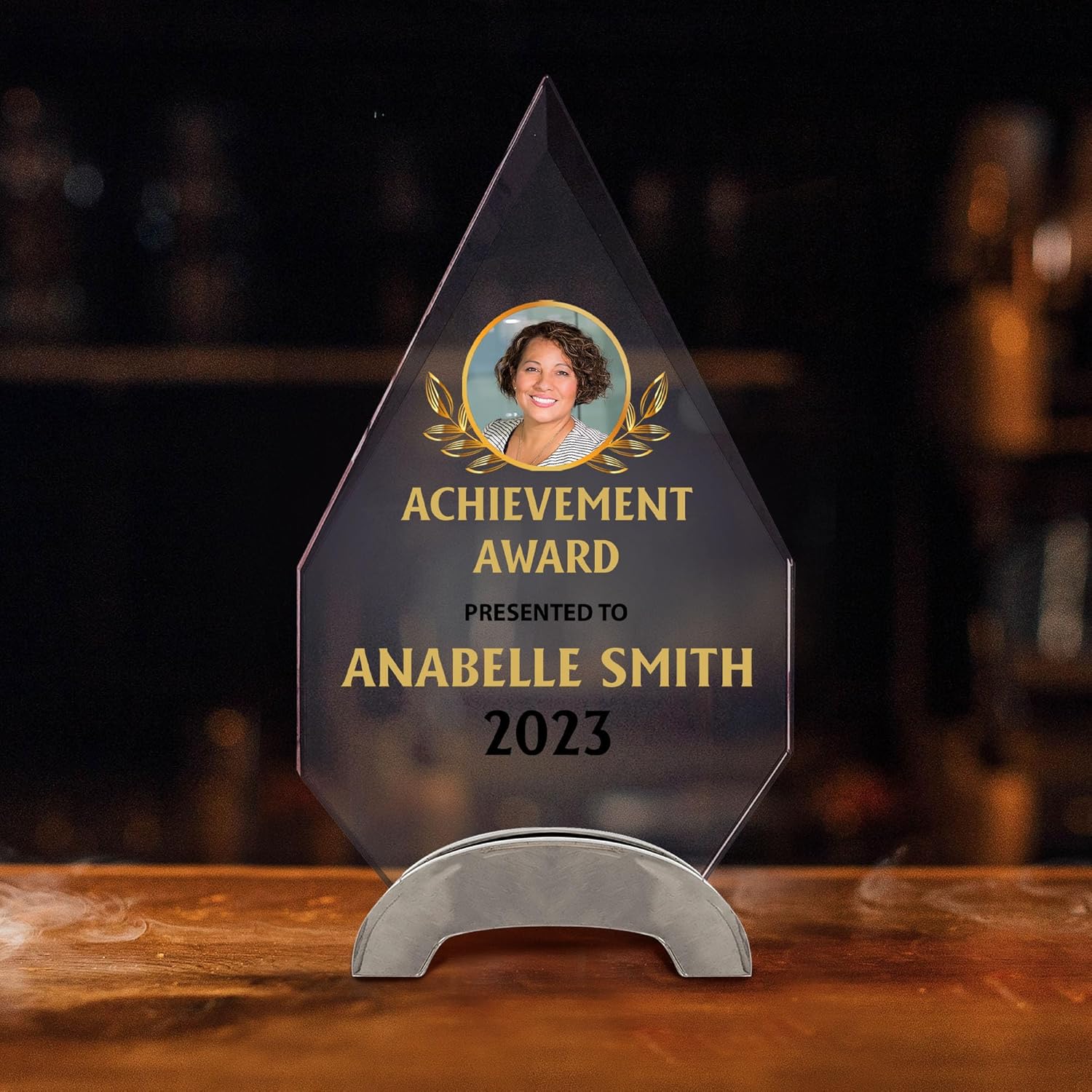 9 1/4" Personalized Glass Plaque for Awards and Trophies, Custom Award for Employee of the Month, Retirement, Leadership and Appreciation Gift H P1 (Design 1)