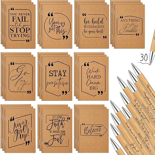 Miniatura 21 de Fulmoon 120 Pcs Christmas Motivational Pens Notebook Gifts Bulk Inspirational Quote Ballpoint Pen Small Pocket Notepads Mini Journals Appreciation