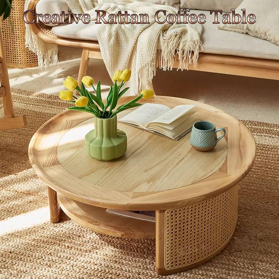 Amazon.com: Creative Solid Wood Rattan Coffee Table Garden