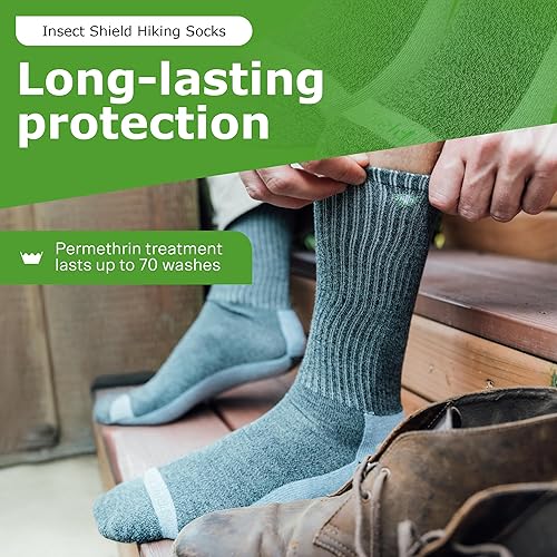Miniatura 6 de Insect Shield Heavyweight Hiking Walking Socks, Stretchy and Comfortable Crew Socks with Padding and Tick Protection