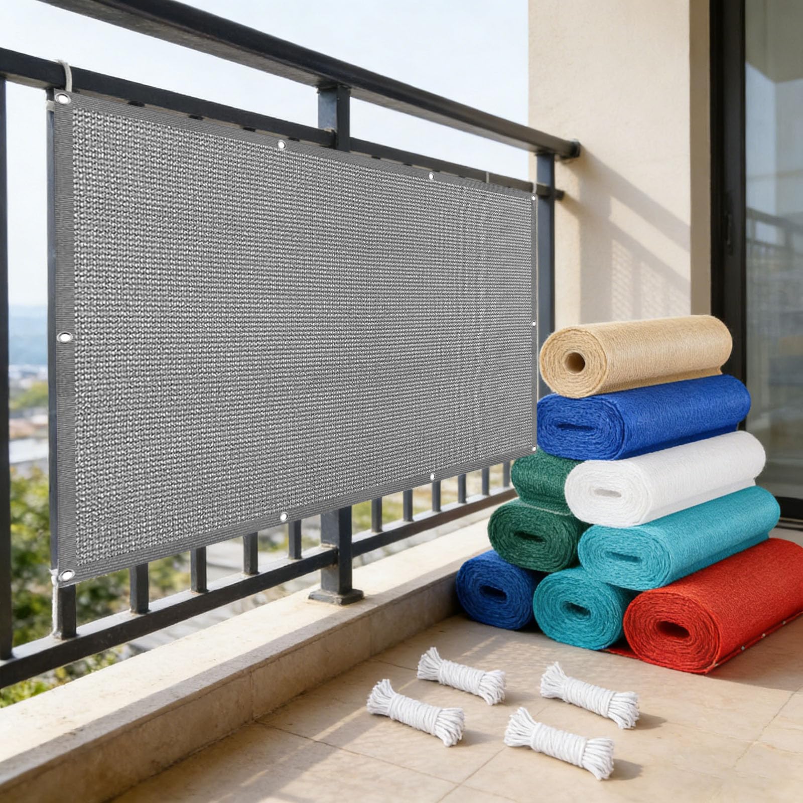 Brise vue gris clair pour terrasse et piscine pour ombrager vos repas en extérieur