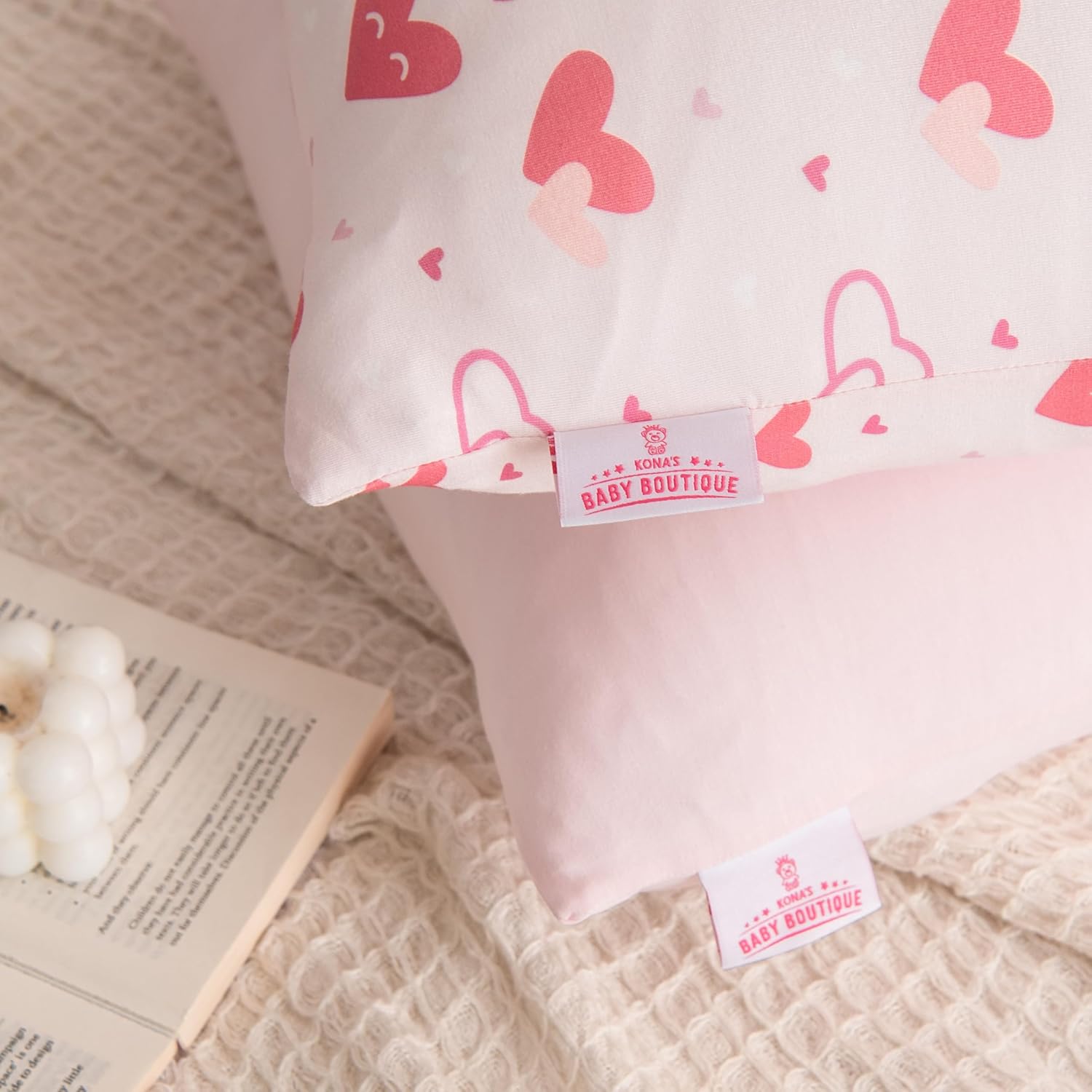 Kona's Perfect Pink Toddler Pillow with Pink Pillowcase - Plus 2 Pack Softest Pillowcase - 13 x 18 Inch - Ages 2-10