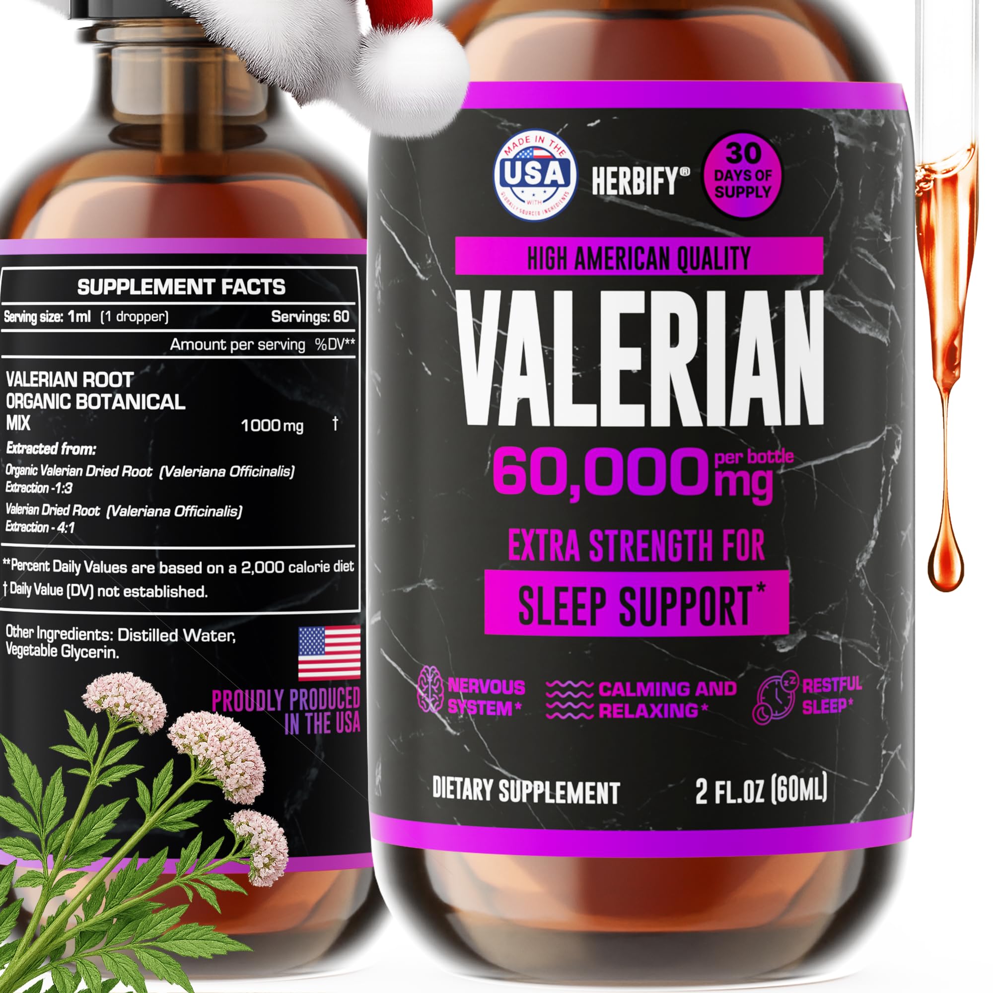 Valerian Root Supplement - Valerian Root Tincture – Nervous System Support 2 Fl oz