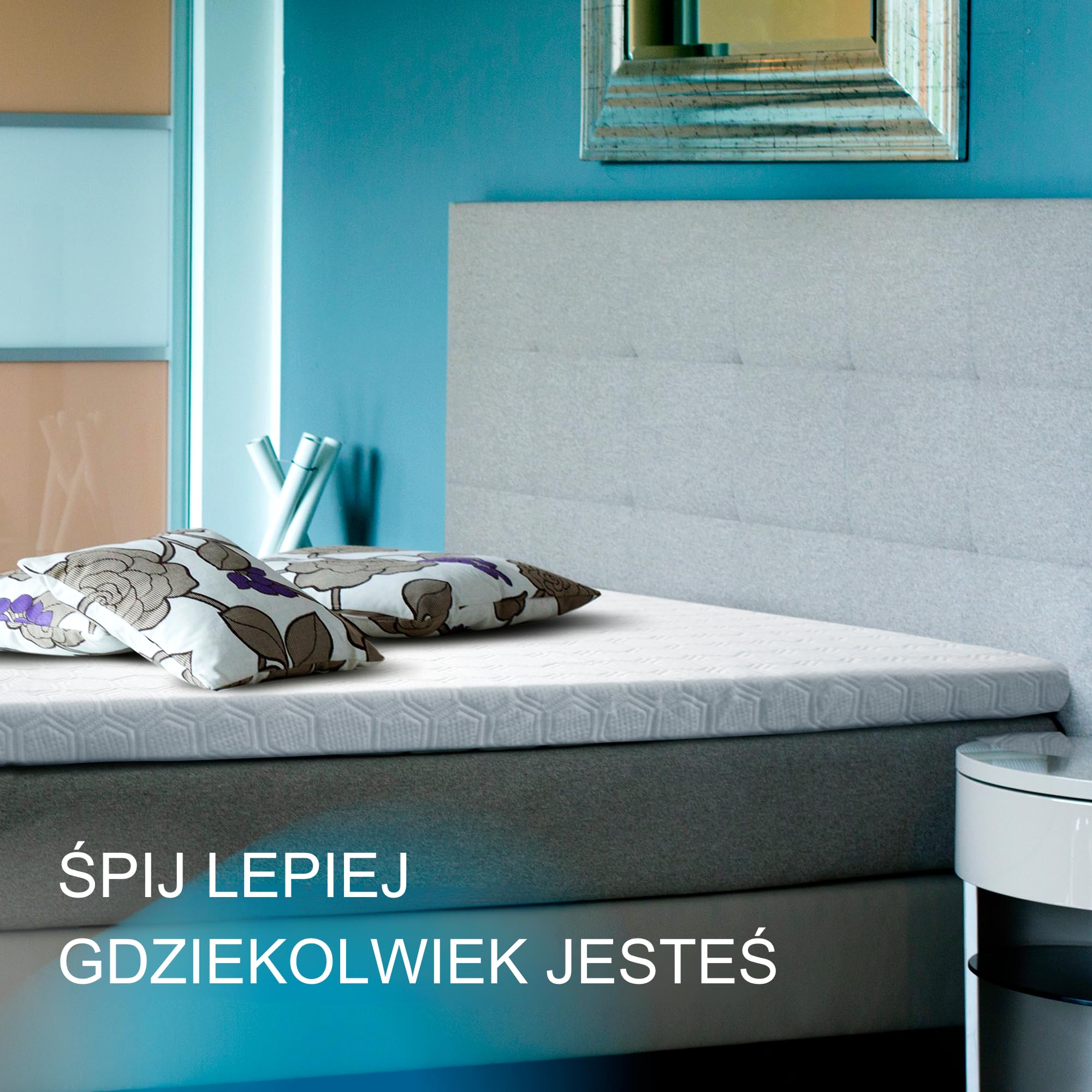 WENDRE Topper 140x190 – 7 cm Pianka Wysokoelastyczna – H3 Twardy – Comfort Plus – Z Gumkami Narożnymi – Oddychający – Zdejmowany Pokrowiec – OEKO-TEX – Wyprodukowany w UE