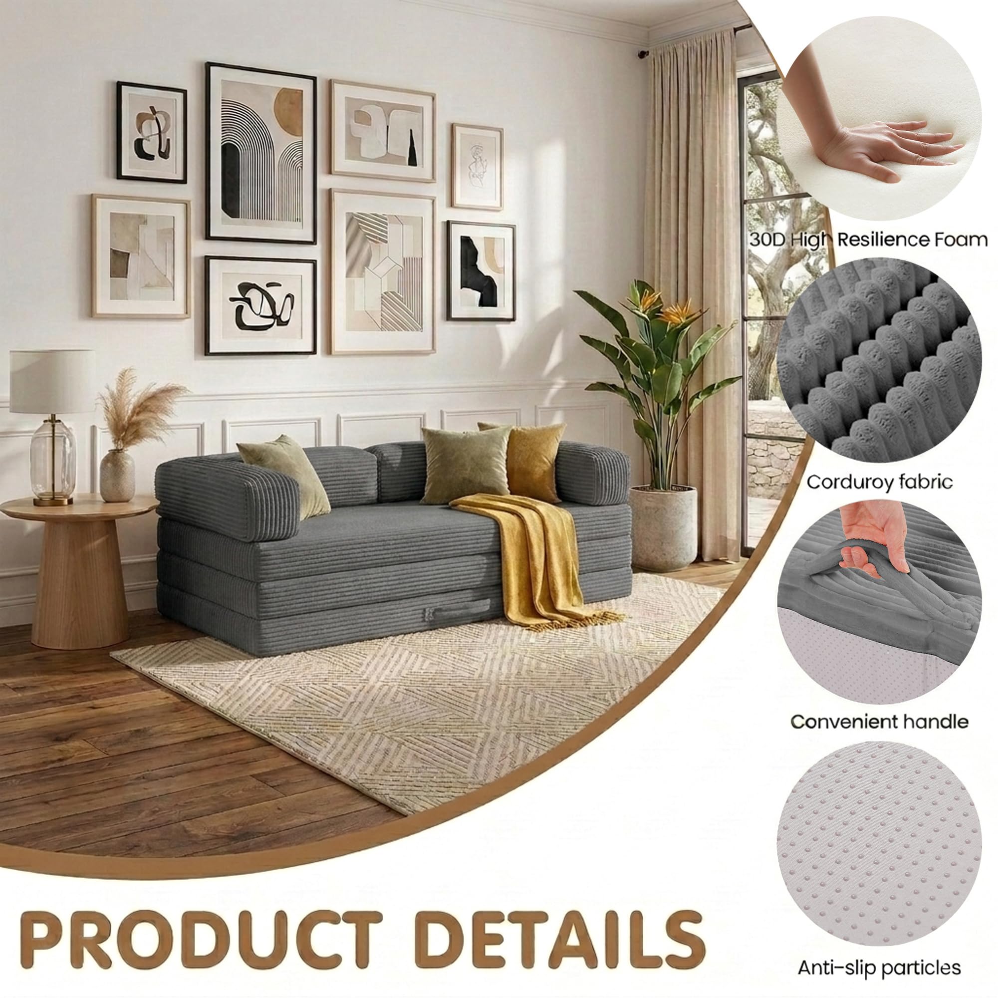Foldable king size mattress/sofa 折りたたみベド NLDD Convertible Sofa Bed King,5-in-1 Folding Boneless Couch