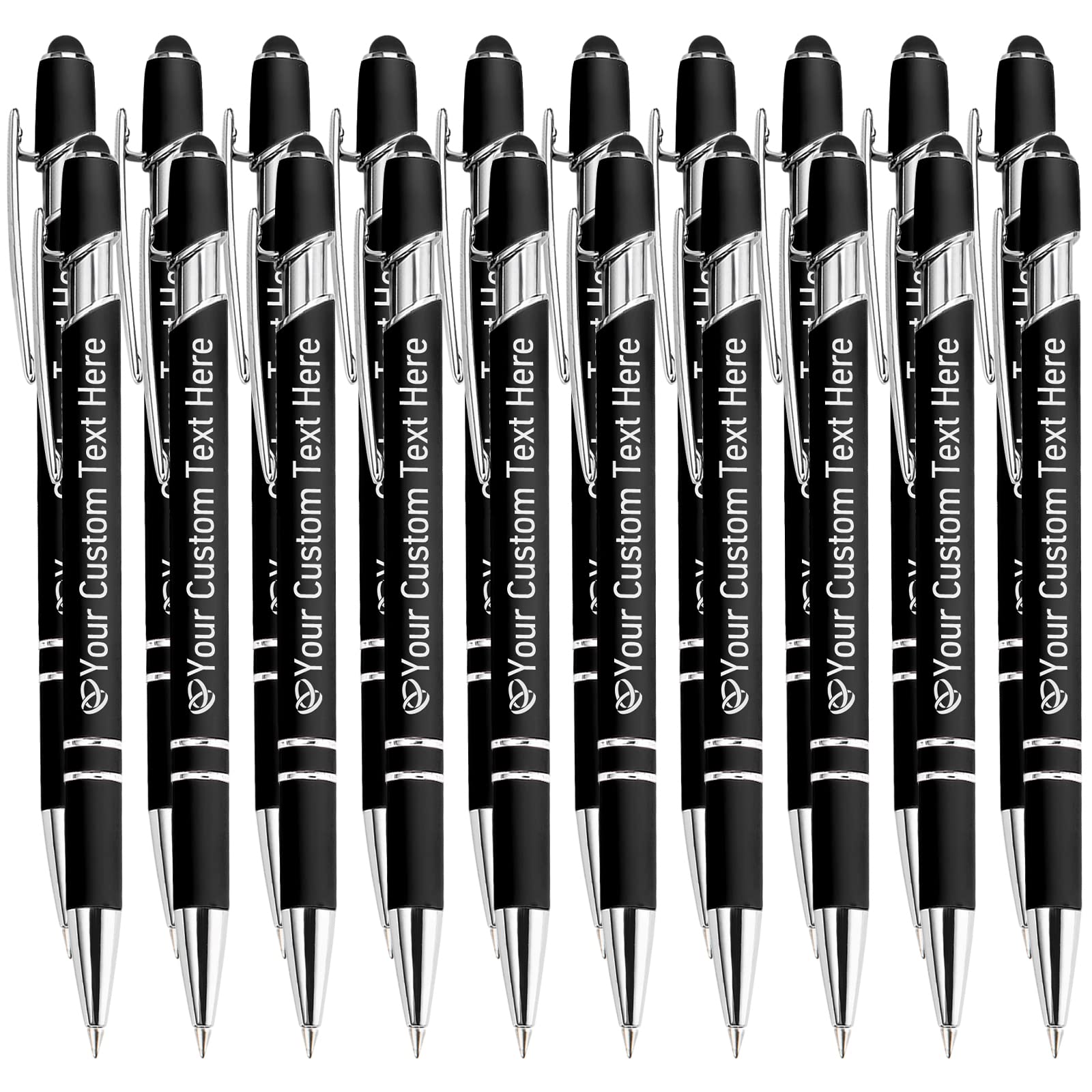 STREADVE Personalised Custom Pens with Name Engraved Logo Text Pen, Pack of 20 Customised Smooth Writing Pens Personalization Gift for Men Women Wedding Office Business Promotion, Black