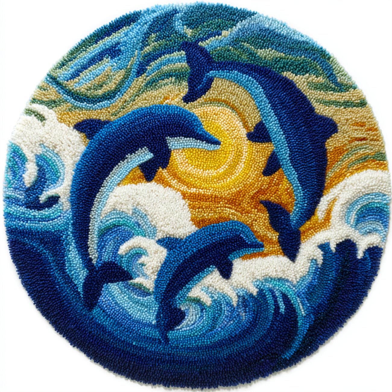 Kitquiver Latch Hook Kit Rug Cartoon Dolphin 50x50cm