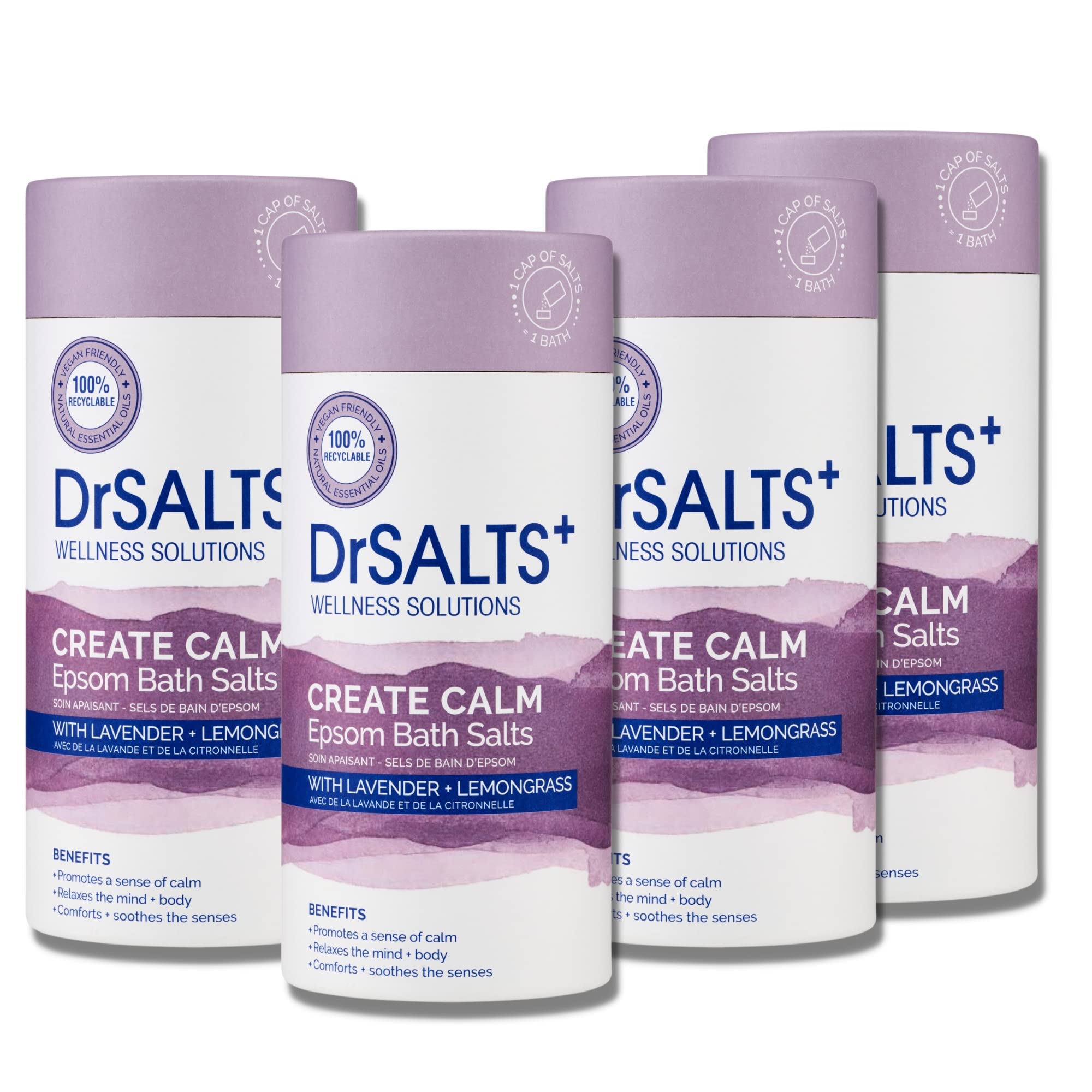 DrSALTS+ Create Calm Epsom Salts - Soothing Epsom Bath Salts to Relax Body & Mind with Lavender, Chamomile & Lemongrass Essential Oils - Vegan & Cruelty-Free, 3kg