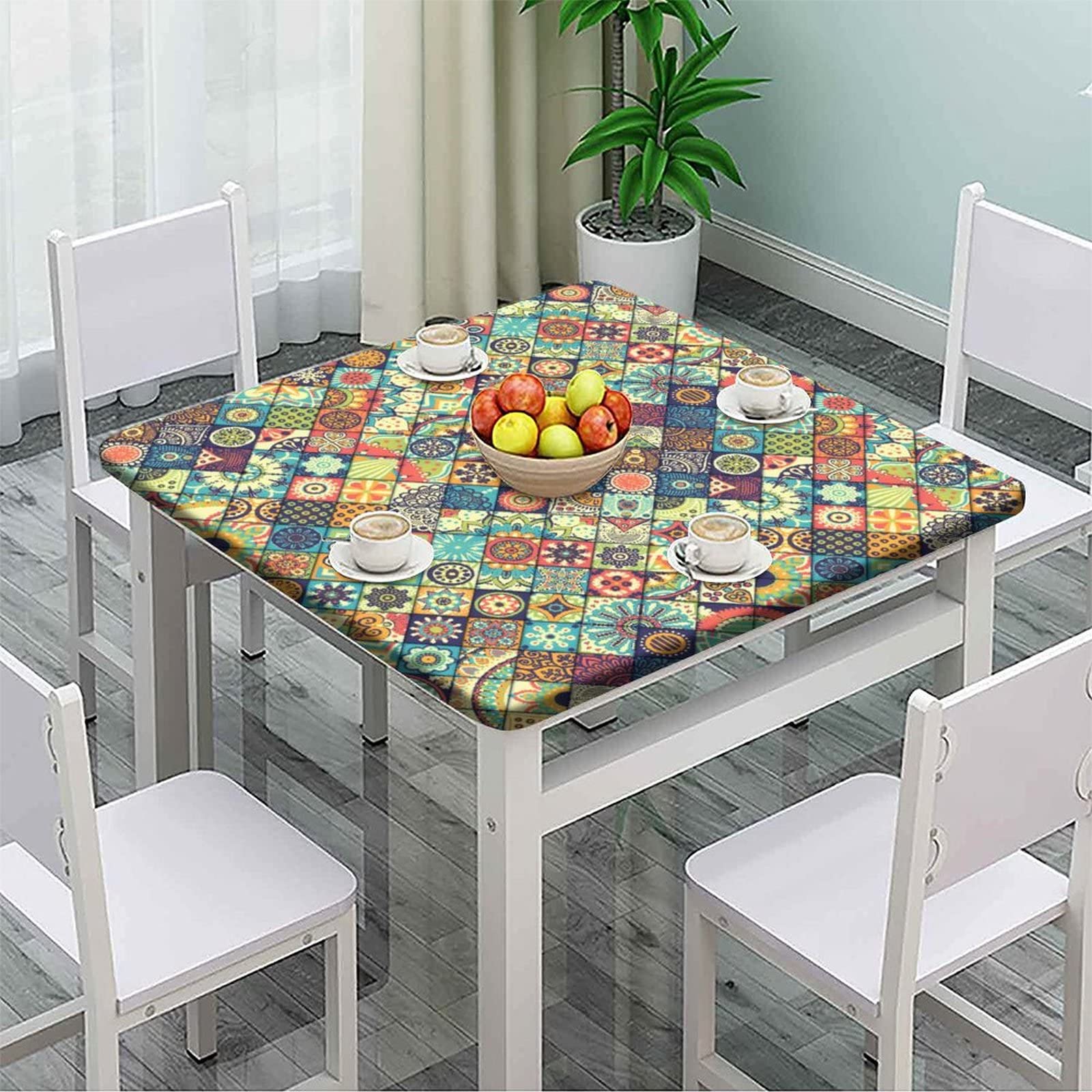 Elastic Tablecloth Square Fits Tables up to 42