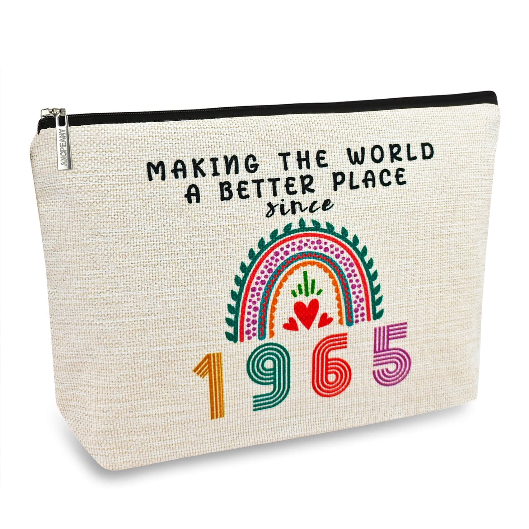 ancpeany Happy 60th Birthday Gifts for Women Makeup Bag, Funny 1965 60 Year Old Birthday Decorations Gift Ideas for Grandma, Mom, Her, Wife, Sister,