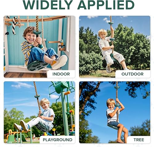 Miniatura 8 de Columpio de árbol de cuerda de escalada con plataformas y asiento de columpio de disco, accesorios para patio de recreo al aire libre para niños,