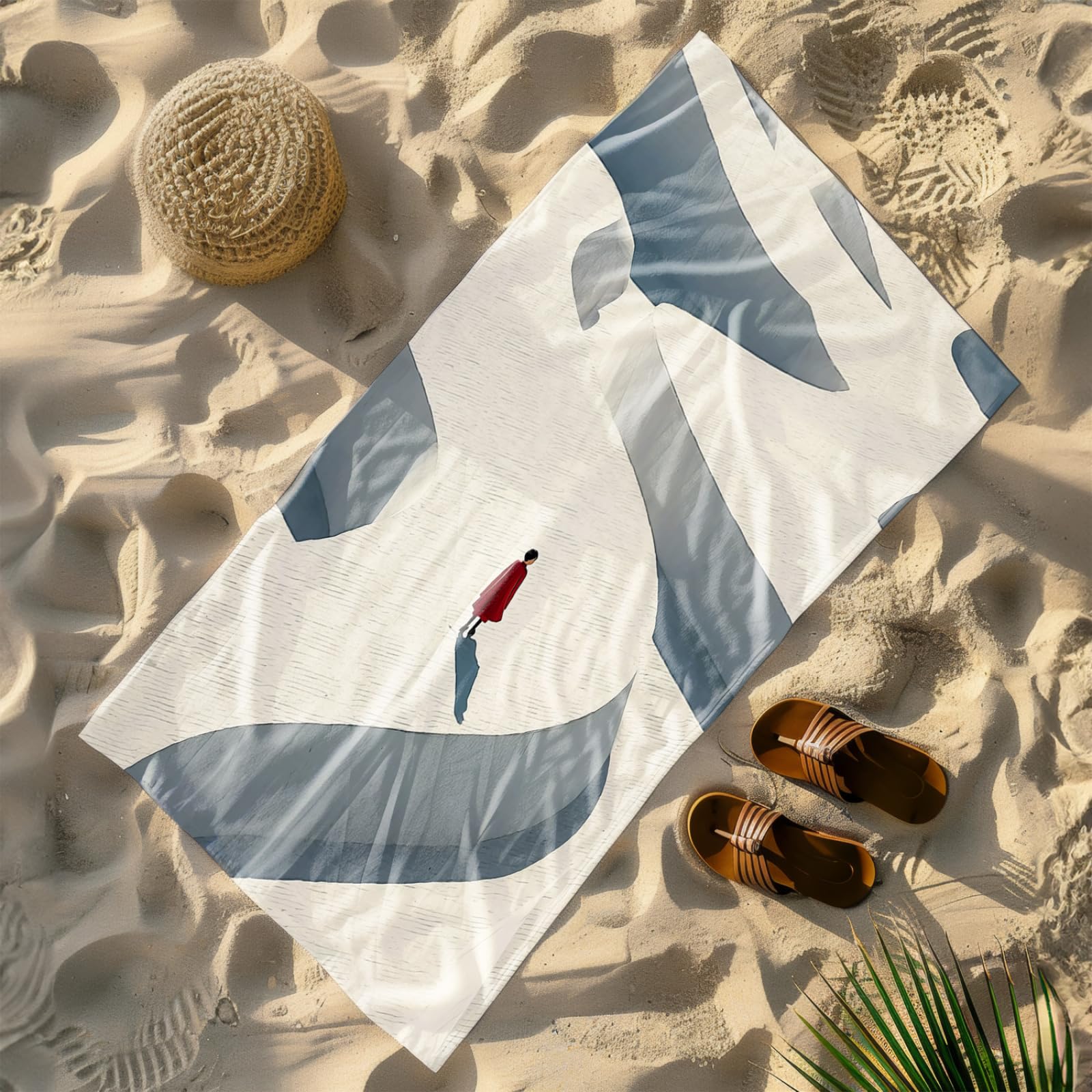 Générique Serviette Microfibre Plage Personne Rouge avec Motif Beige