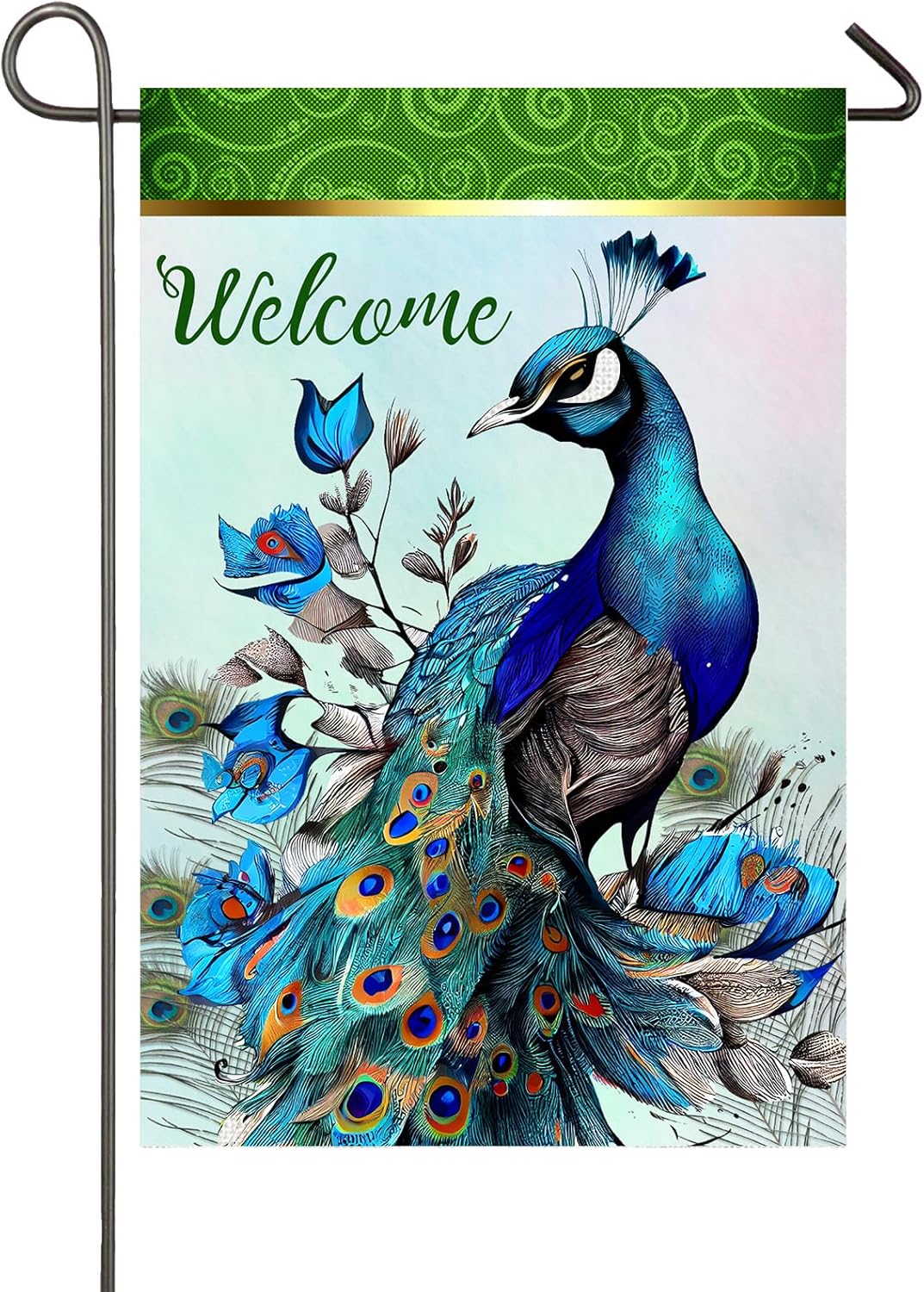 Peacock Garden Flag 12x18 Inch Double Sided Welcome Yard Flag Peacock Garden Decor Burlap Banner Front Porch Lawn Outdoor Decorations