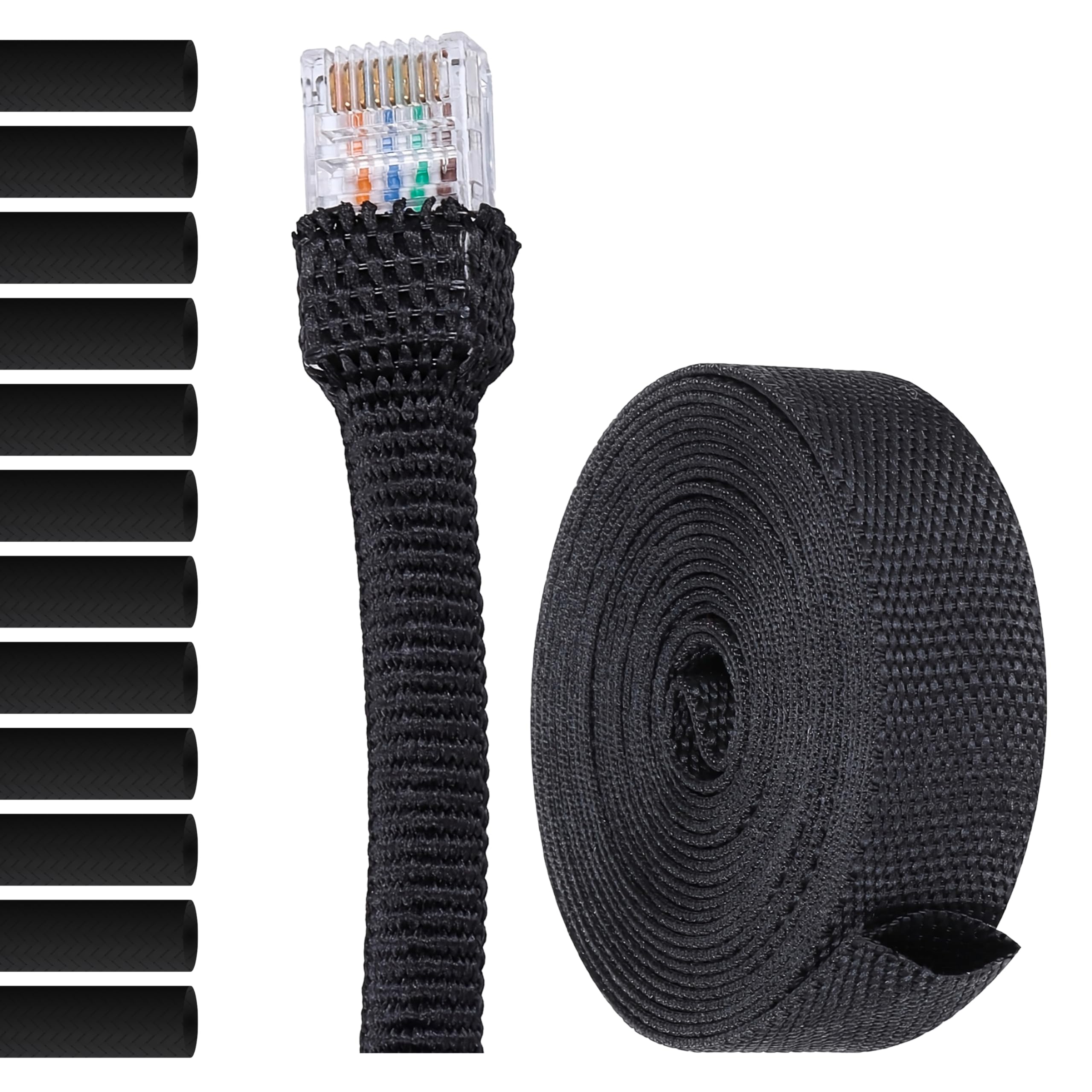 Gaine Thermo-Rétractable Tressée Ø 12mm, L 8m • Protection Avancée pour Câbles • RAPPORT 2:1