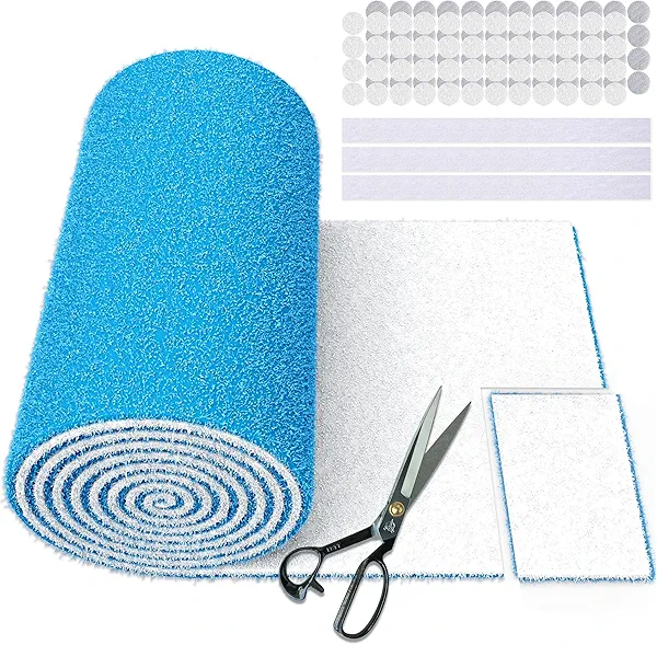 UBeesize Air Vent Filters, 20" x 120" Cut to Size Air Filter Material (80+ Filters), MERV 8 Triple Vent Filter Kit for Home Floor, Grilles, Ceiling, HVAC Furnace Vents, With 48PCs Adhesive Hook Tape