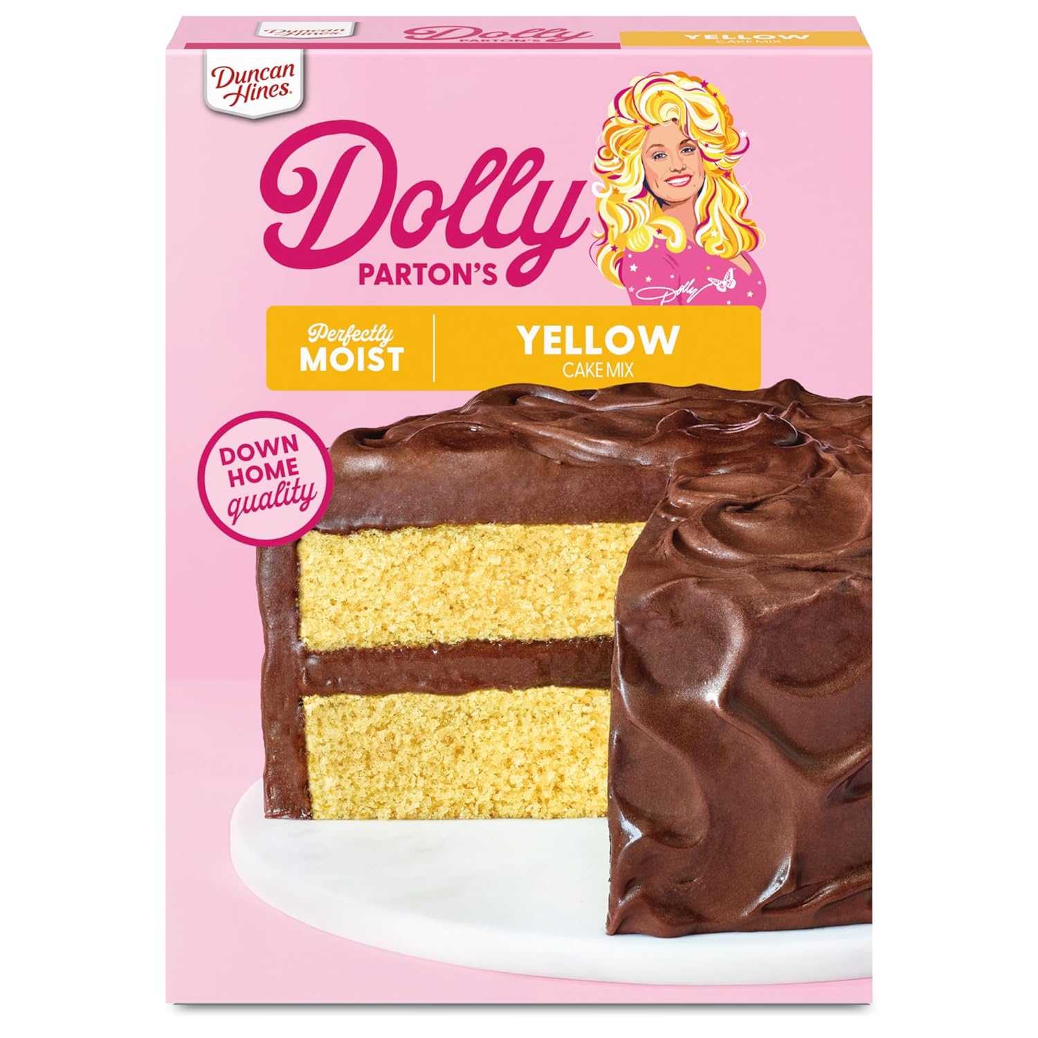Duncan Hines Dolly Parton's Favorite Yellow Cake Mix, 15.25 oz - Moist, Delicious Cake for Birthdays & Everyday Treats