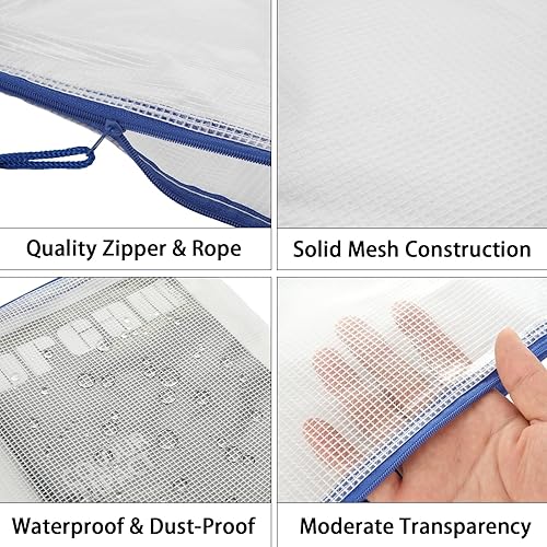 Miniatura 4 de AKOLAFE Paquete de 25 bolsas de malla con cremallera, bolsas grandes con cremallera para organizar sobres de plástico de 17 x 12 pulgadas con