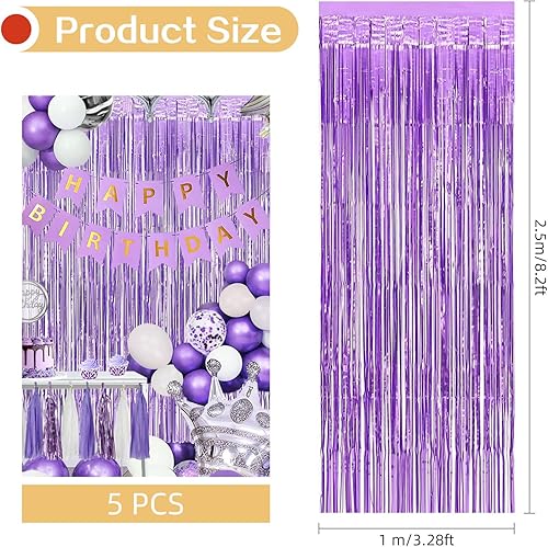 Miniatura 10 de Paquete de 5 cortinas de flecos negros de 3.2 x 8.2 pies, cortinas de papel de aluminio de oropel con flecos, cortinas de fondo de oropel para