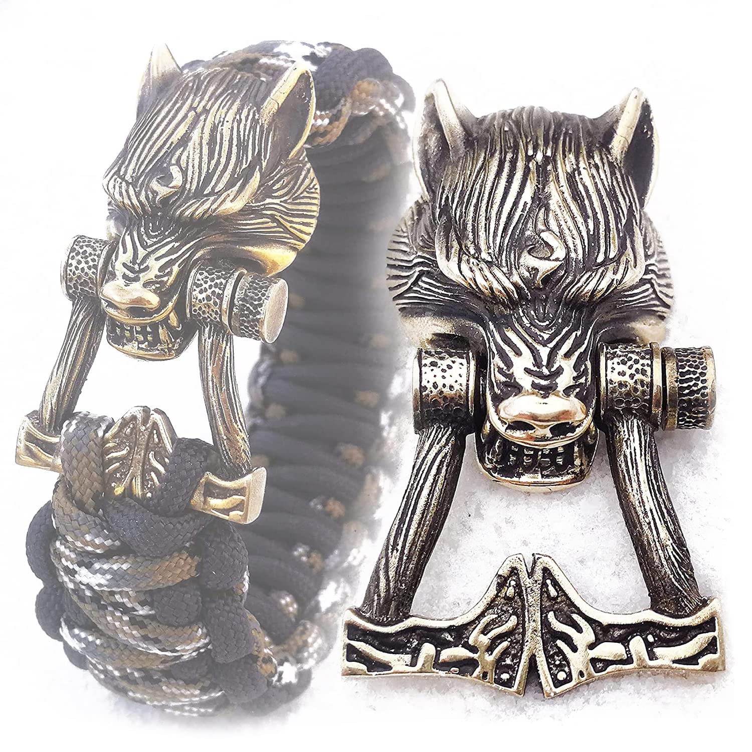EDC Paracord Buckle Shackle Clasp Lock Bead Wolf Fenrir Wolverine - Luxury DIY Metal Hand-Casted Buckles Locks Shackles for Paracord Bracelet Bracelets Making